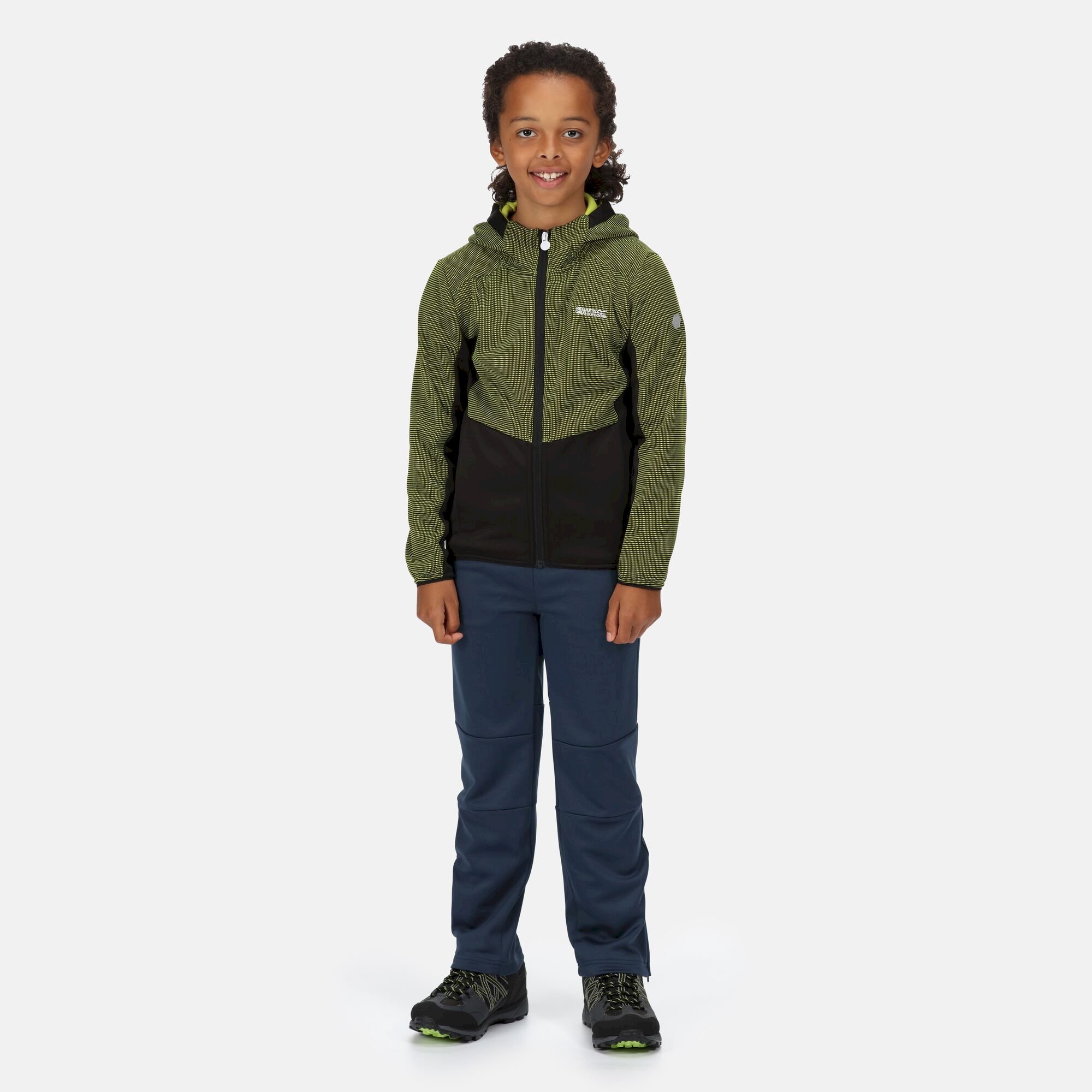 Kids' Highton Full Zip Fleece | Bright Kiwi Black