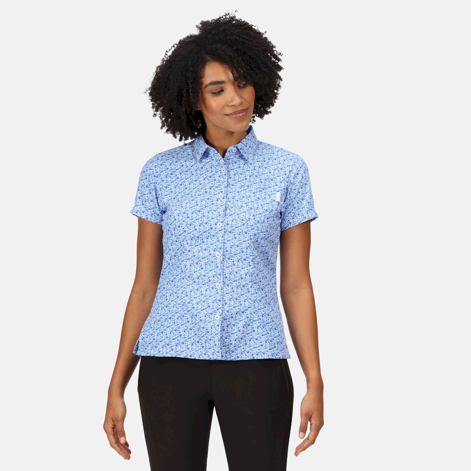Women's Mindano VI Short Sleeve Shirt | Sonic Blue Ditsy