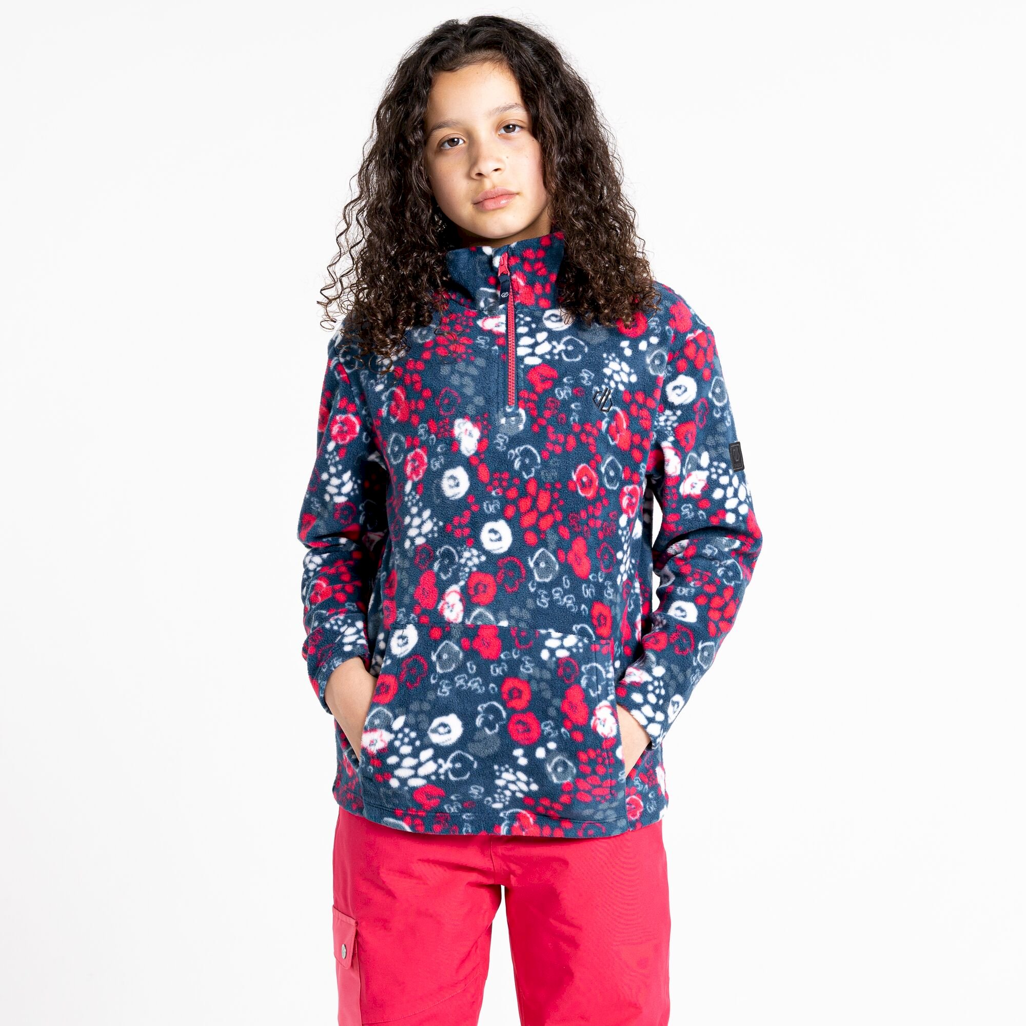 Dare 2b - Kids' Cushy Half Zip Fleece | Pink Floral Print