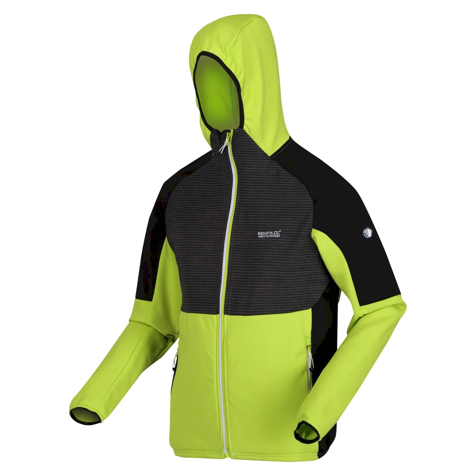 Men's Attare Softshell Hooded Jacket | Bright Kiwi Dark Grey