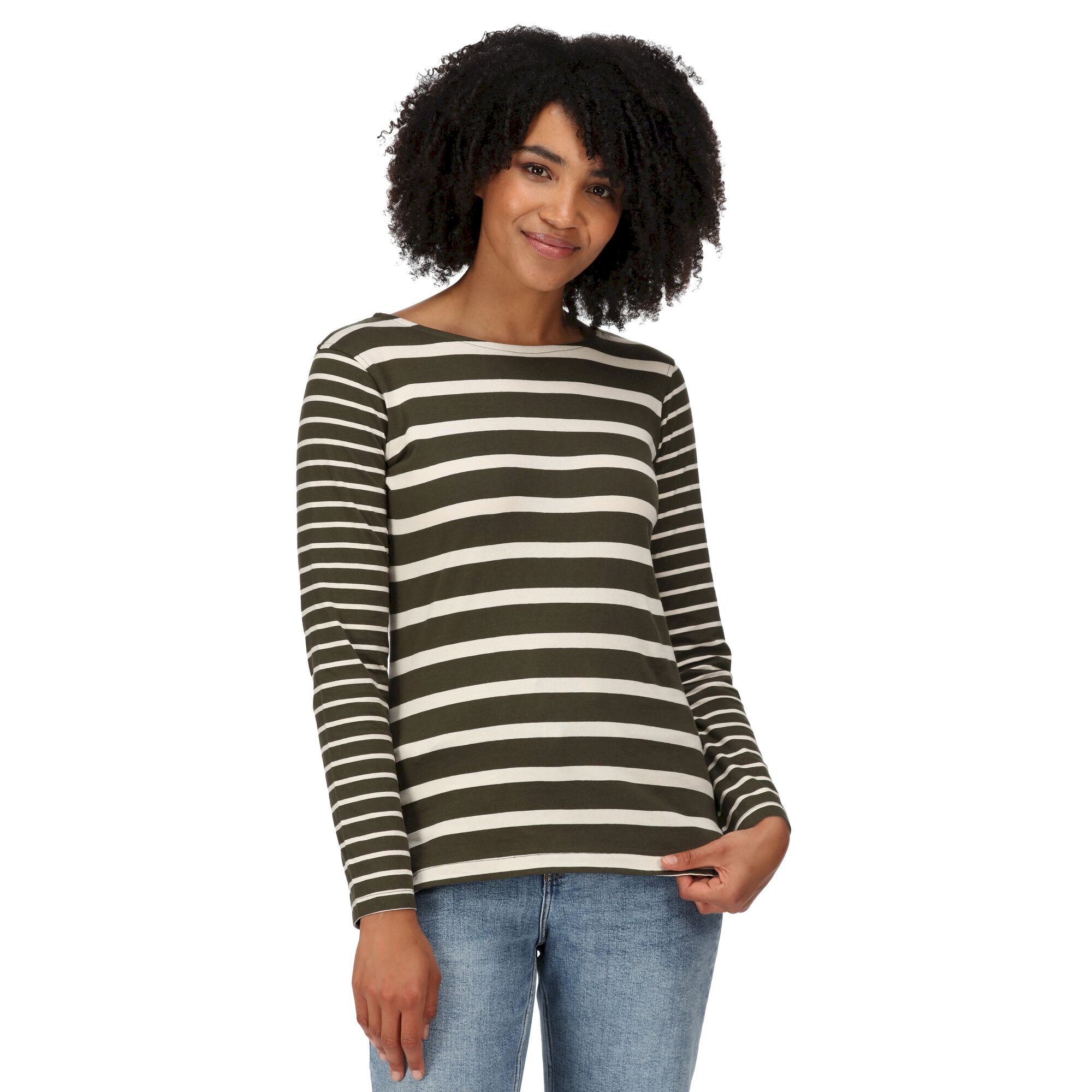 Women's Farida Striped T-Shirt | Dark Khaki Light Vanilla