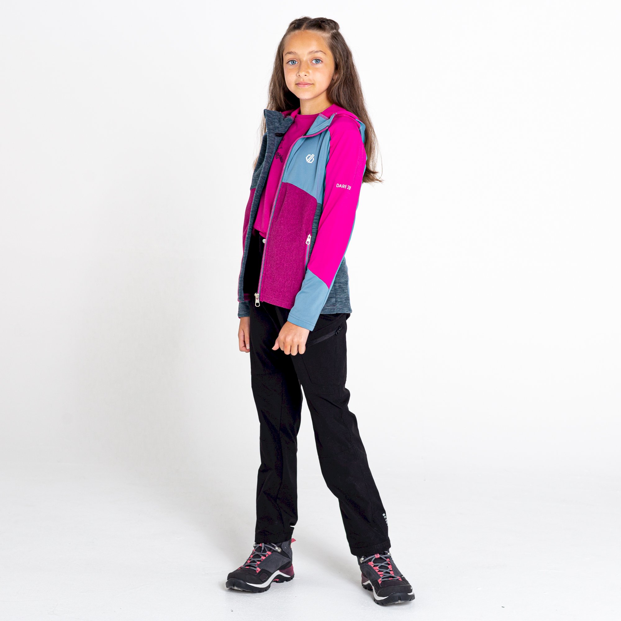 Dare 2b - Kids' Hero Recycled Core Stretch Midlayer | Orion Grey Fuchsia