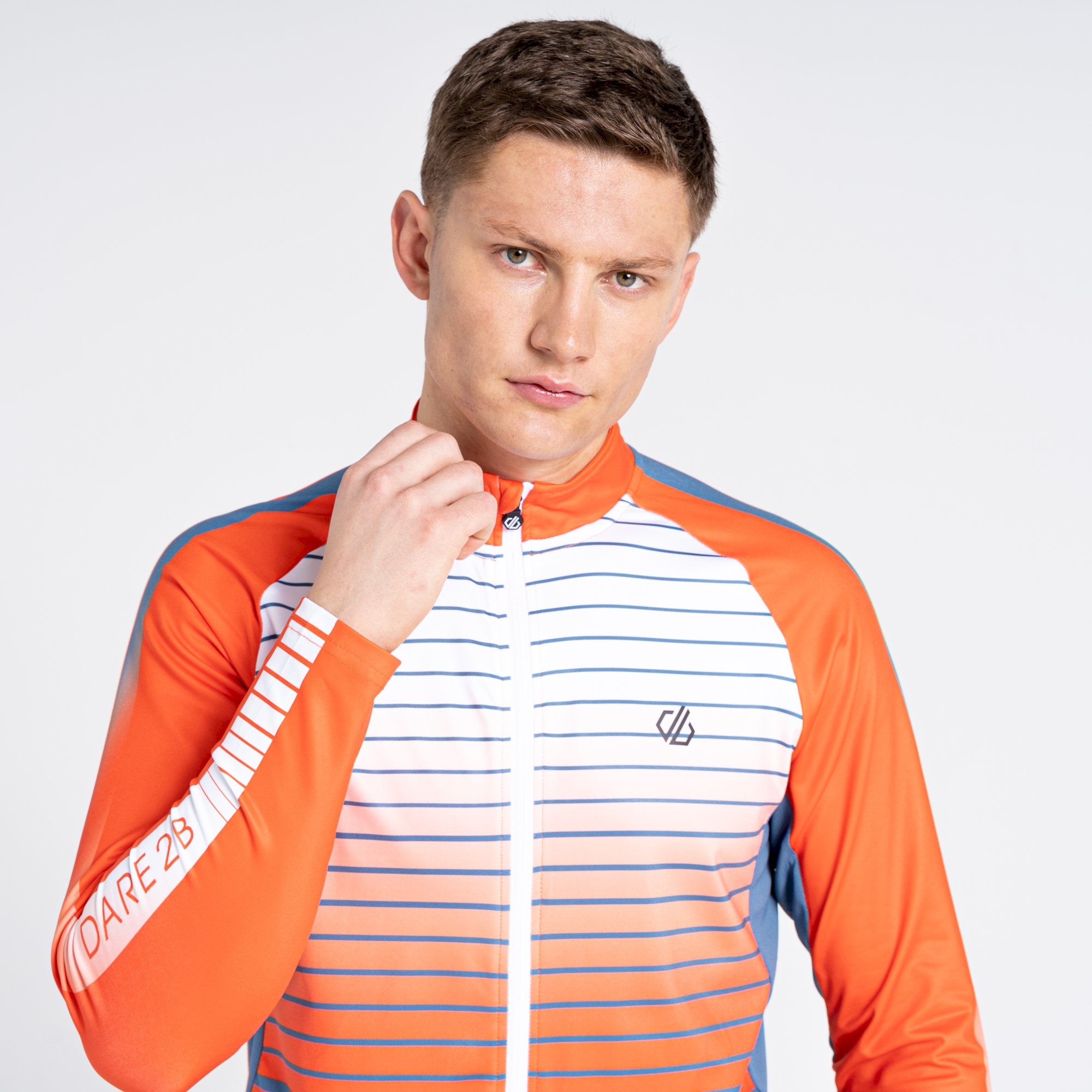 Dare 2b - Men's AEP Virtuous Long Sleeved Cycling Jersey | Stellar Blue Underlined Print