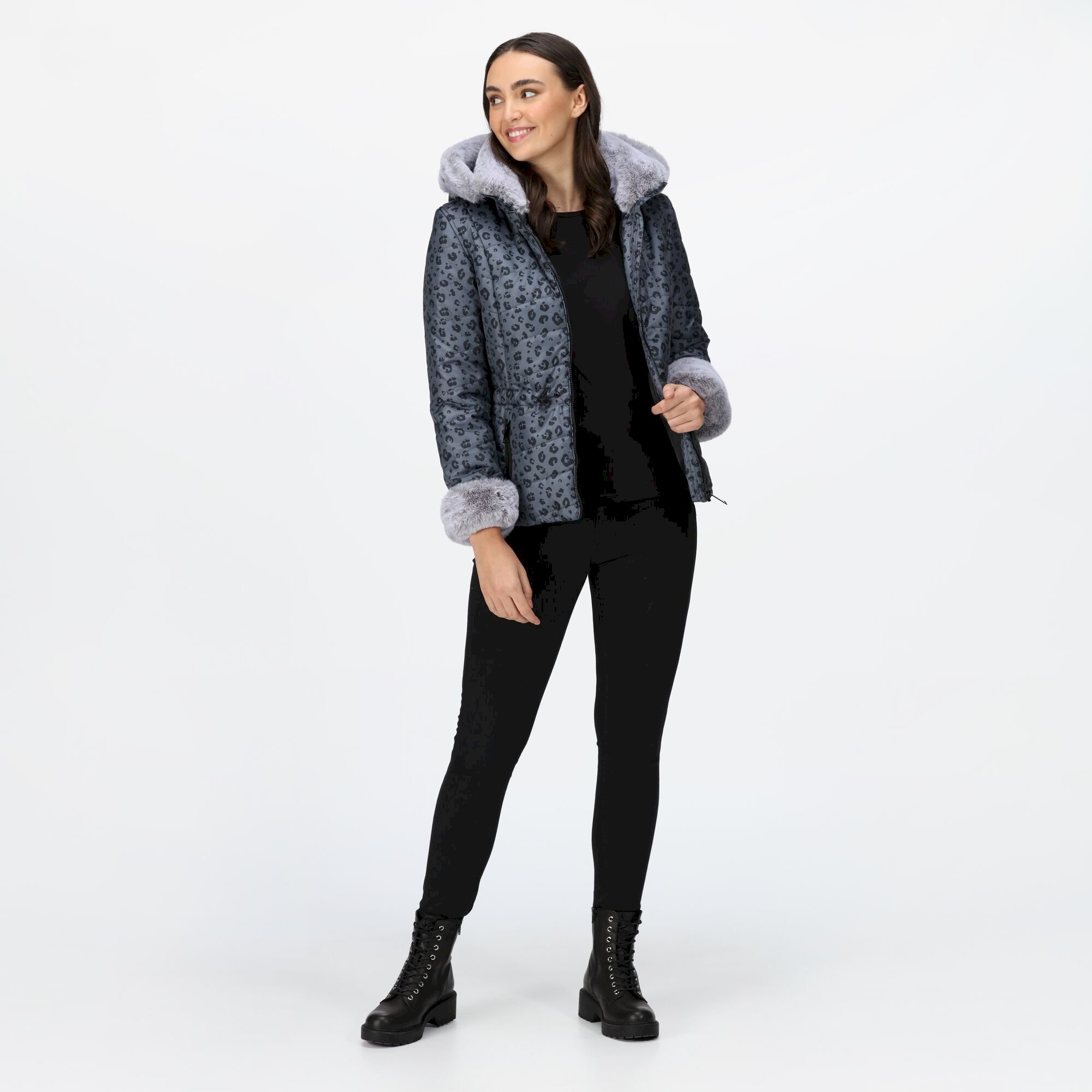 Women's Willabella Fur Detail Jacket | Black Animal