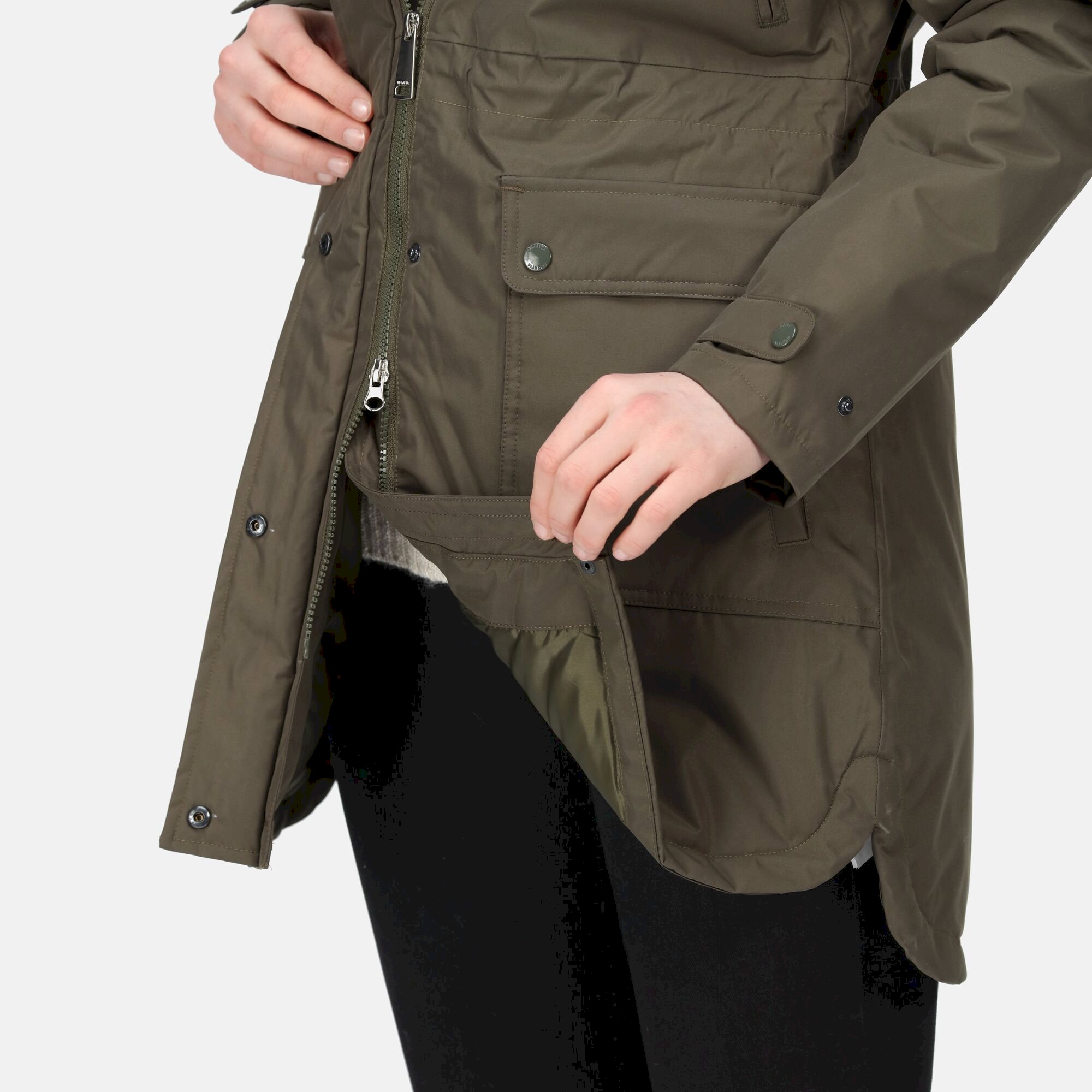 Women's Sabinka Fur Trim Parka Jacket | Dark Khaki