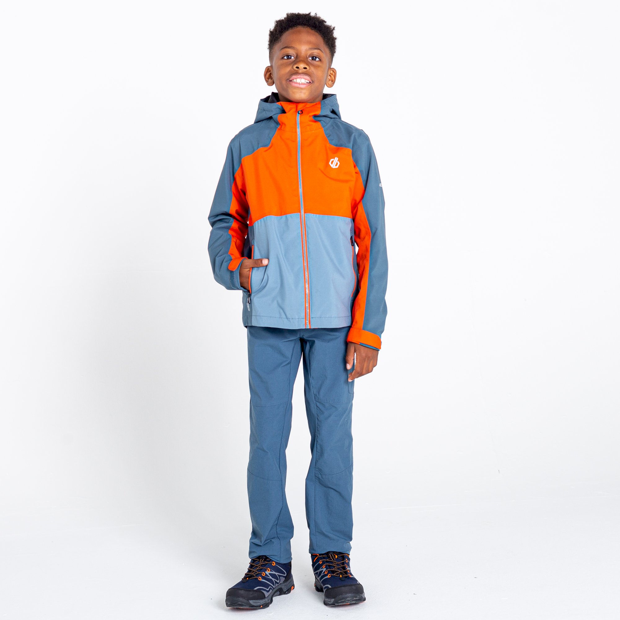 Dare 2b - Kids' In The Lead III Recycled Waterproof Jacket | Burnt Salmon Bluestone