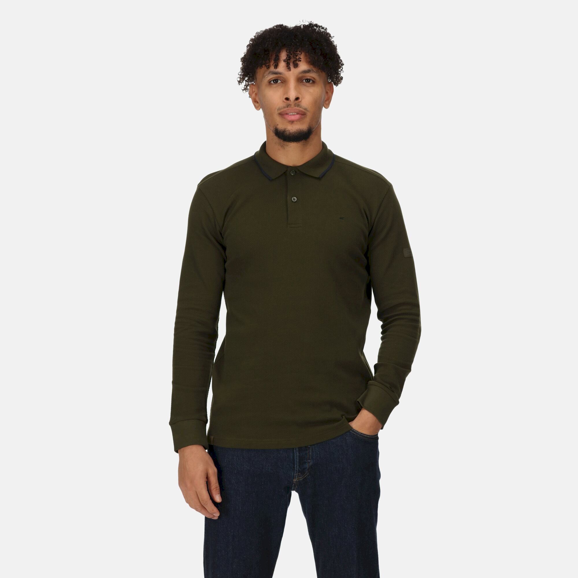 Men's Leaonzo Long Sleeved Polo Shirt | Dark Khaki