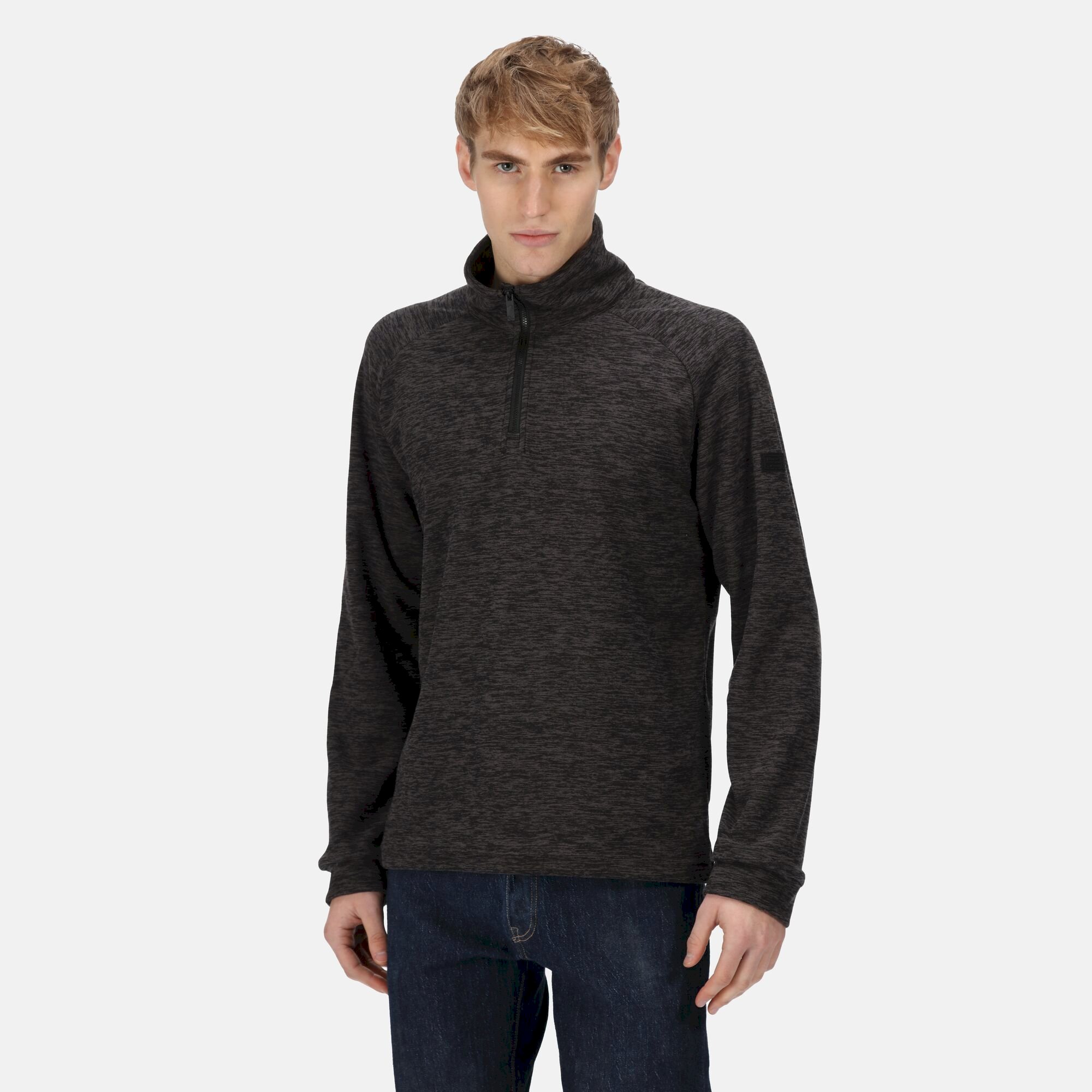 Men's Eithan Quarter Zip Fleece | Black Dark Grey Marl