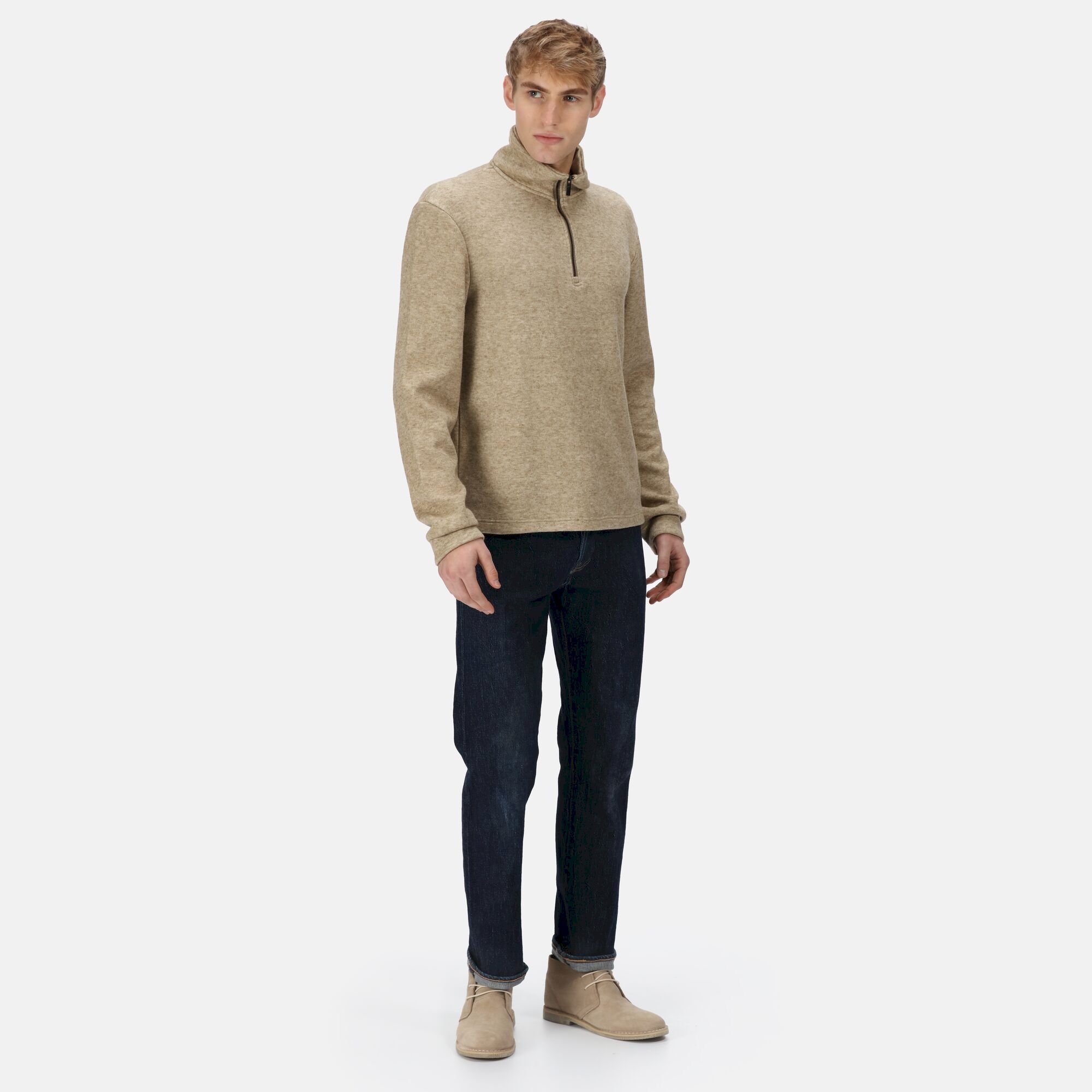 Men's Lanchester Quarter Zip Fleece | Gold Sand Marl