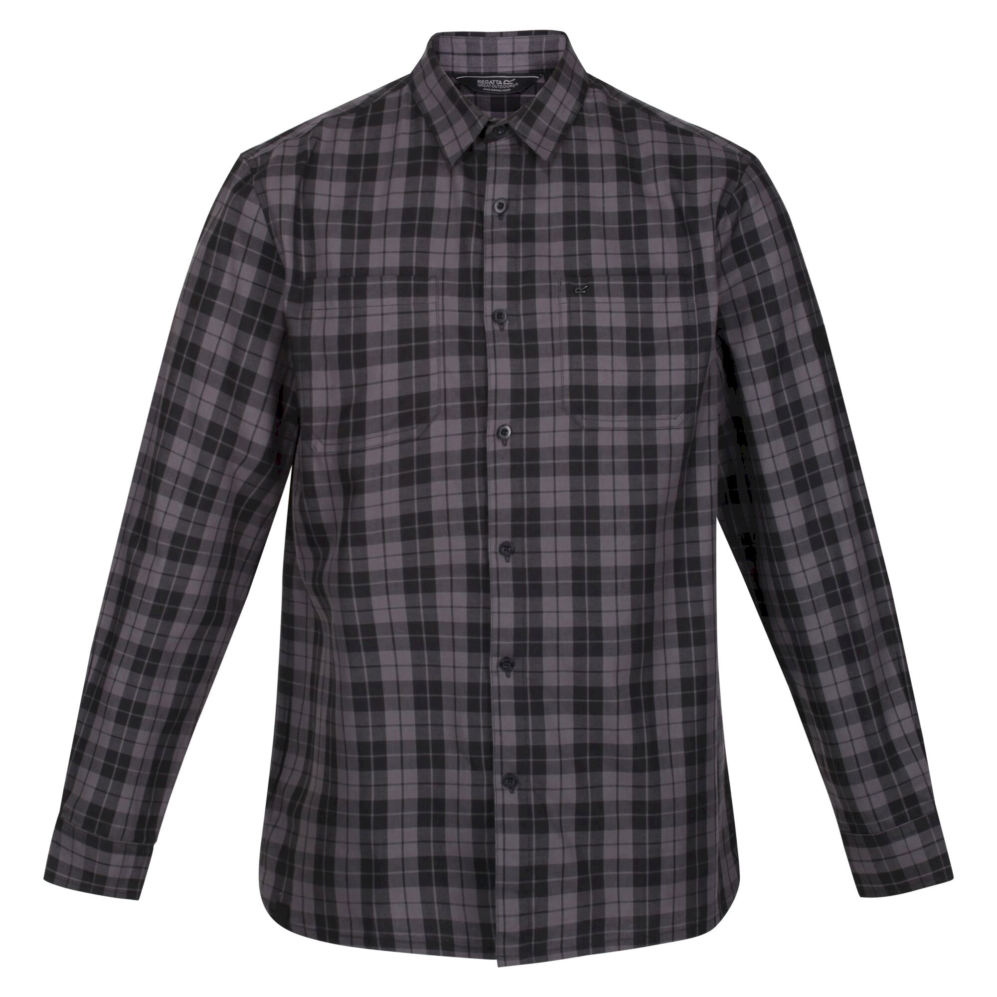 Men's Lance Long Sleeved Checked Shirt | Black Dark Grey Check