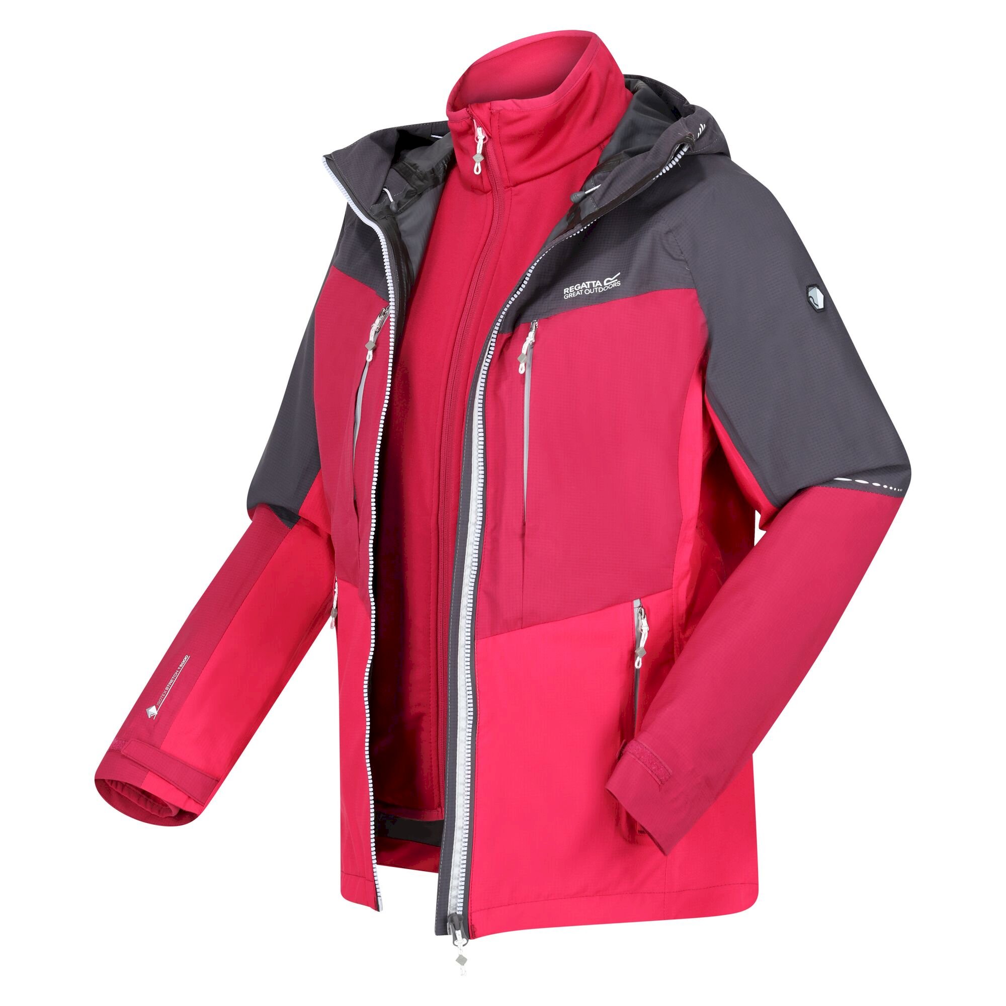 Women's Carletta VII 3-In-1 Waterproof Jacket | Seal Grey Berry Pink Pink Potion