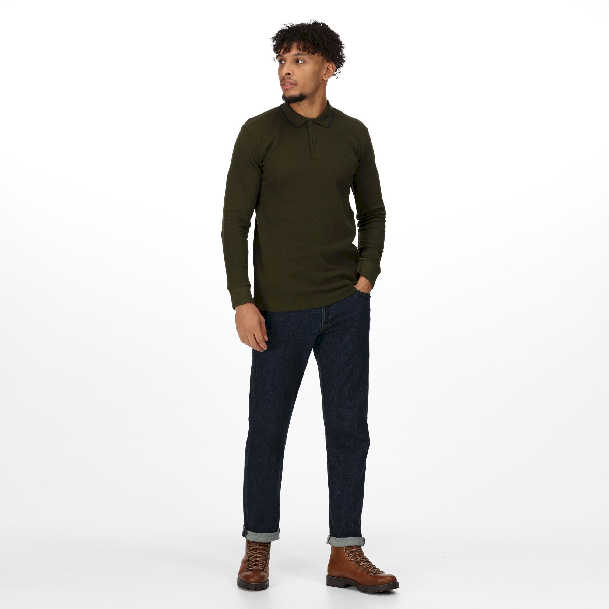 Men's Leaonzo Long Sleeved Polo Shirt | Dark Khaki