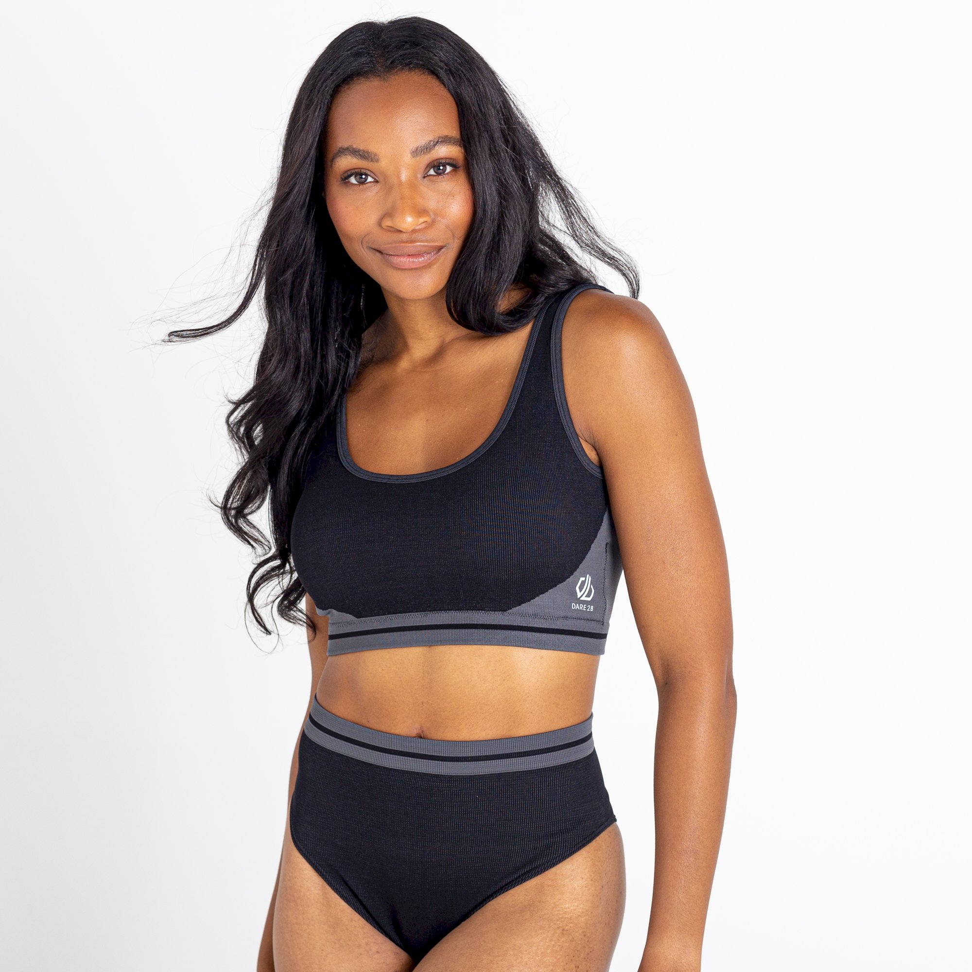 Dare 2b - Women's Don't Sweat It Recycled Bikini Top | Black Charcoal Grey