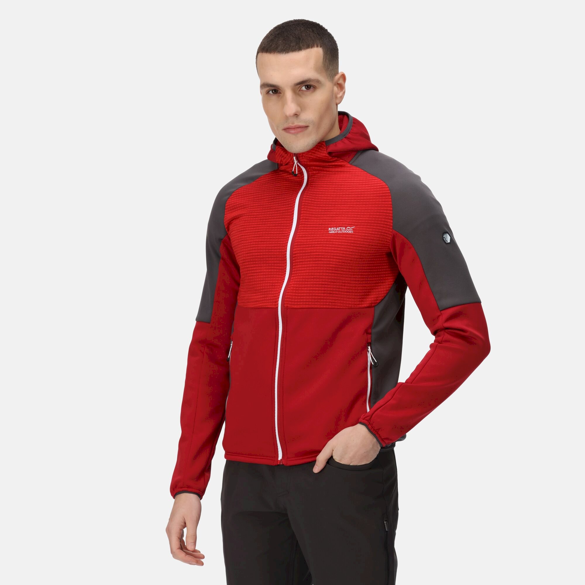 Men's Attare Softshell Hooded Jacket | Dark Red Chinese Red