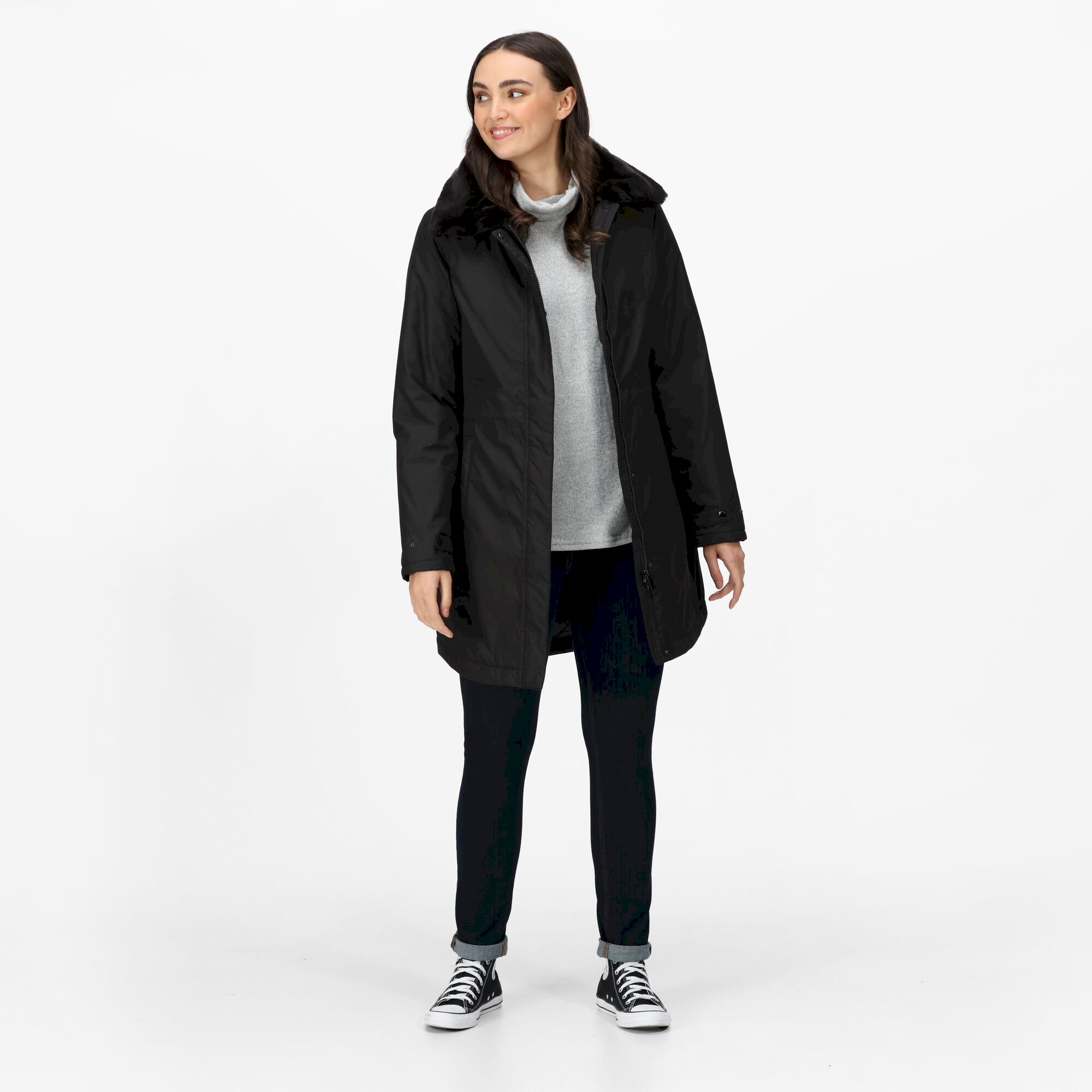 Women's Renata Fur Collar Parka | Black