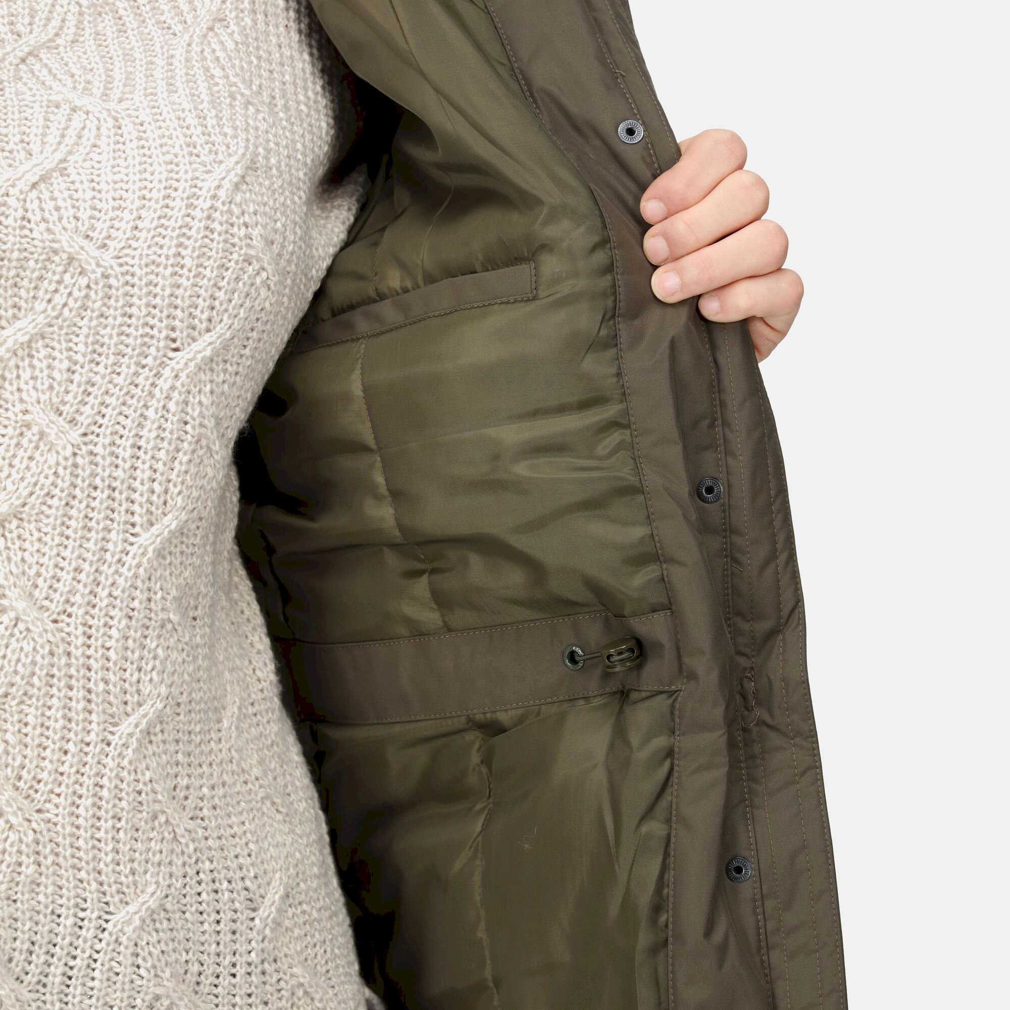 Women's Sabinka Fur Trim Parka Jacket | Dark Khaki