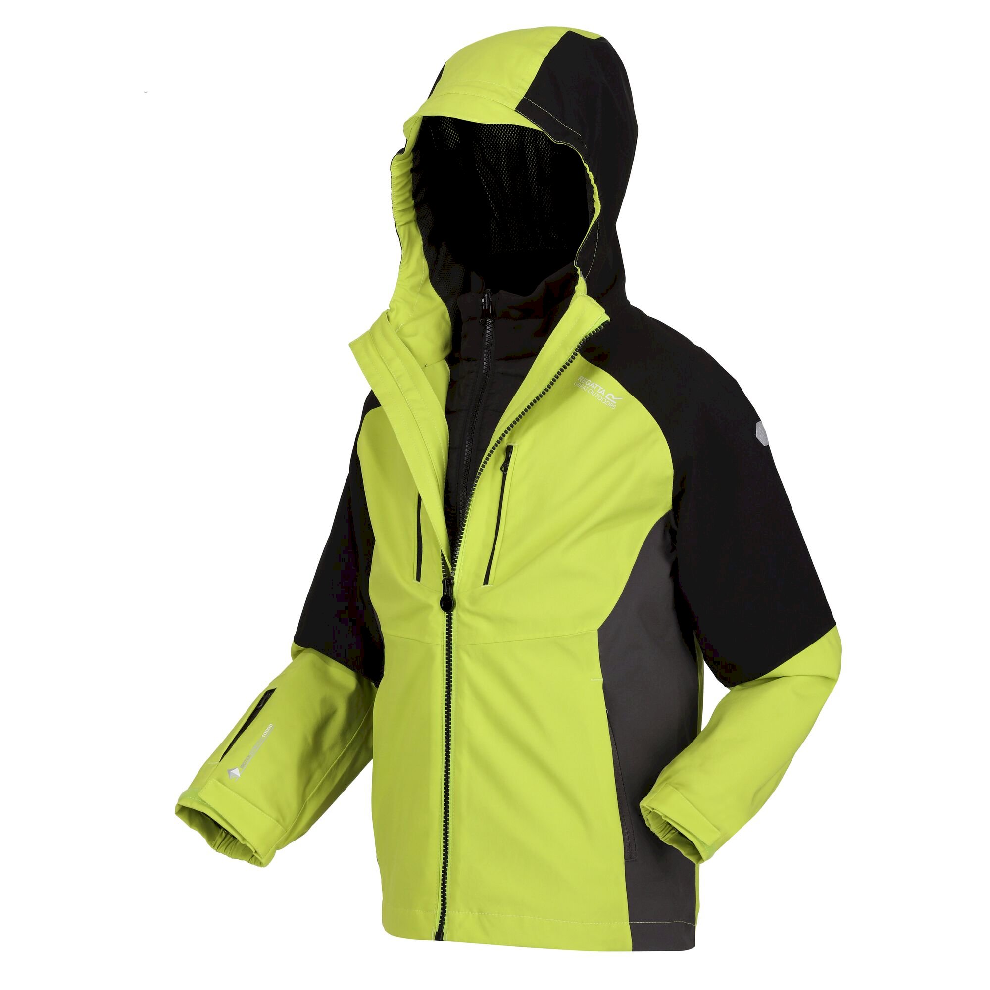 Kids' Hydrate VII 3-In-1 Waterproof Jacket | Bright Kiwi Black