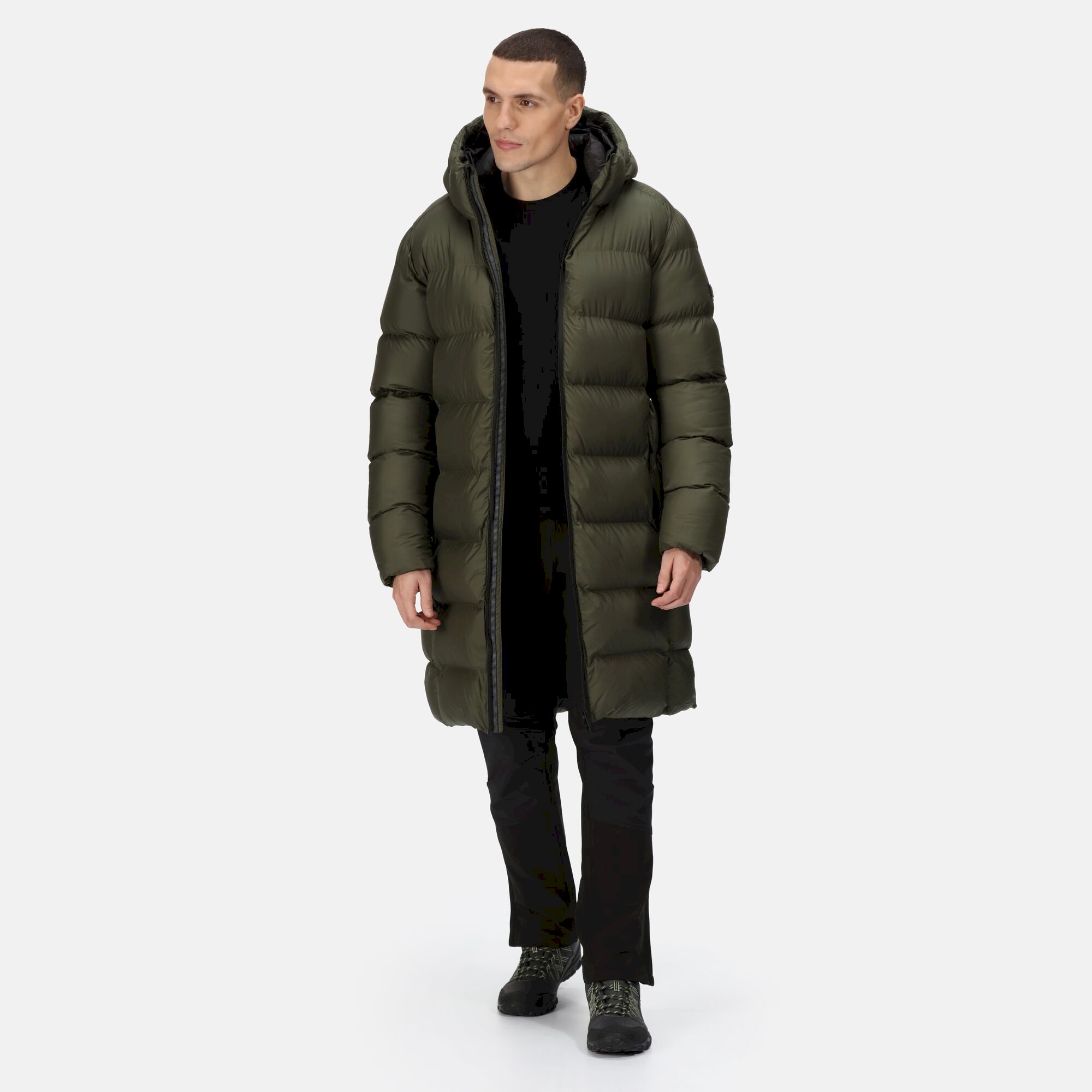 Men's Hallin Longline Quilted Jacket | Dark Khaki