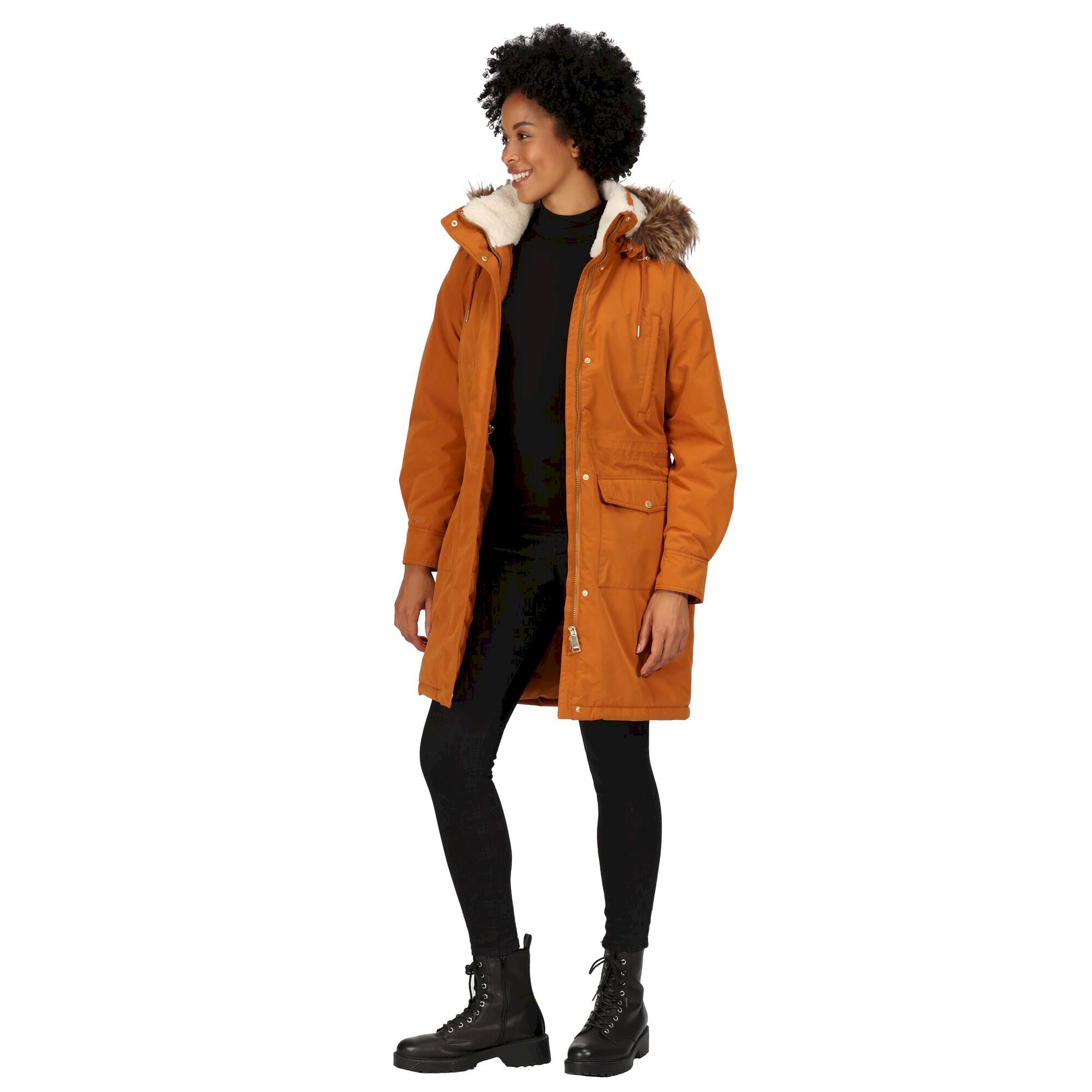 Women's Shiloh Fur Trim Parka Jacket | Copper Almond