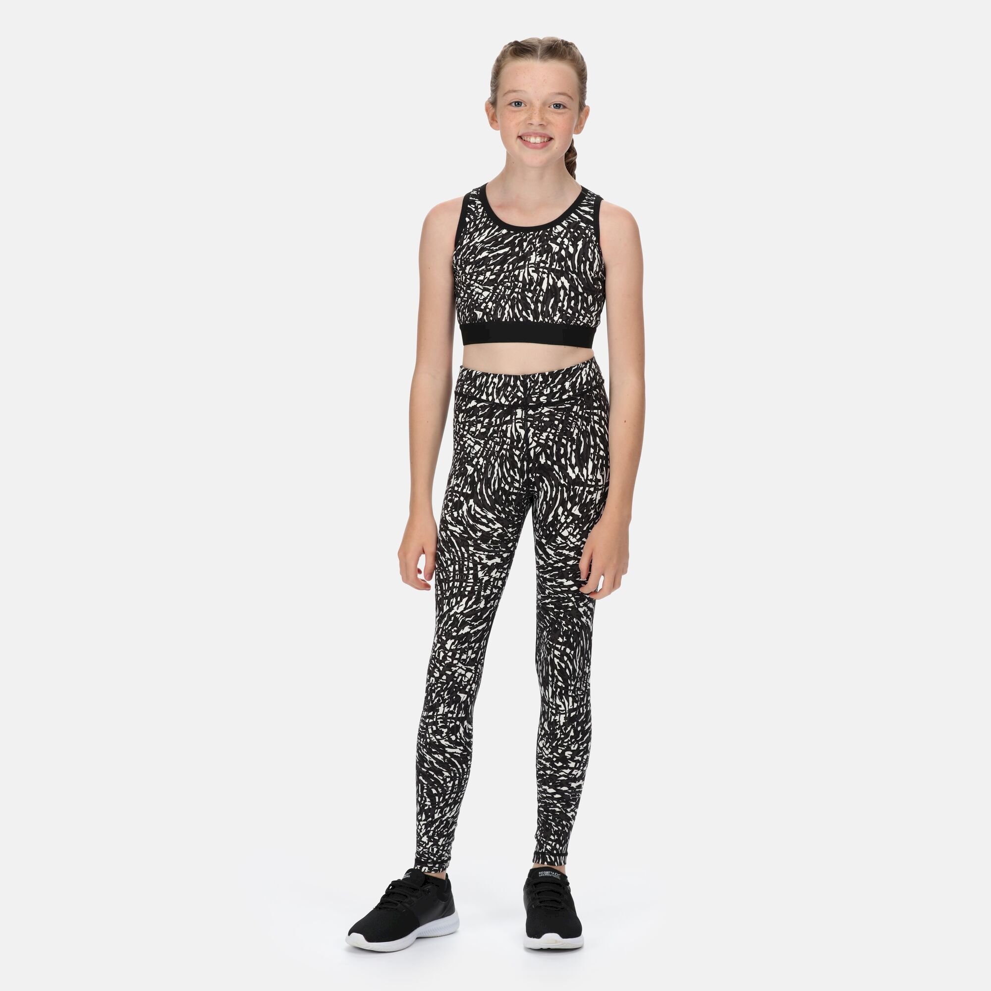 Kids' Atkin Top & Legging Active Set | Black White Animal