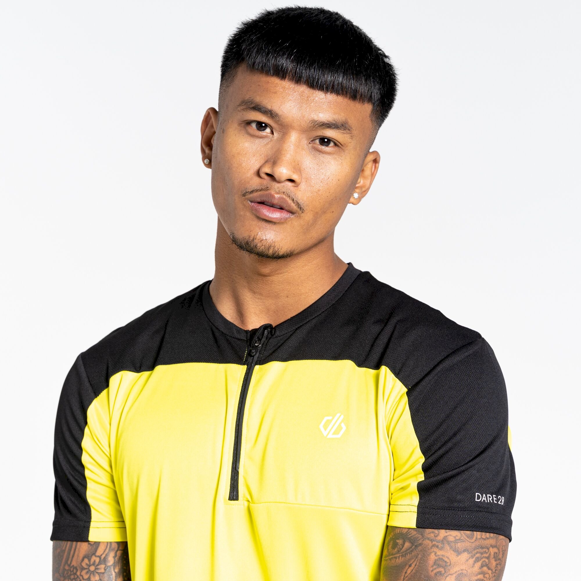 Dare 2b - Men's Aces III Recycled Zip Up Jersey | Neon Spring Black