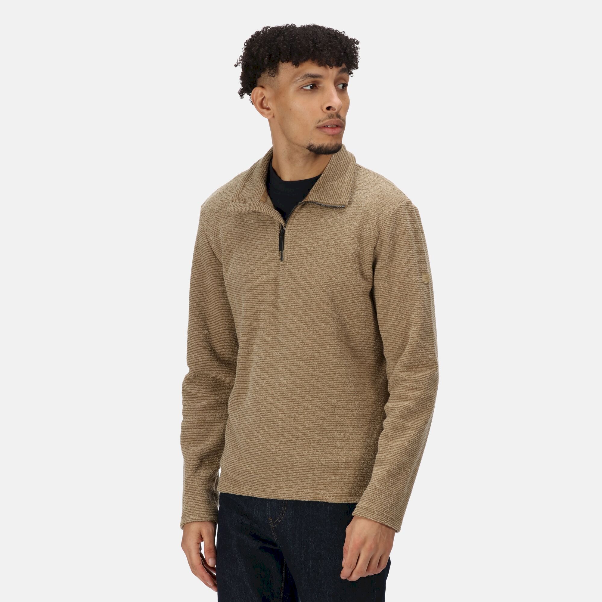 Men's Edley Half Zip Fleece | Gold Sand Linear