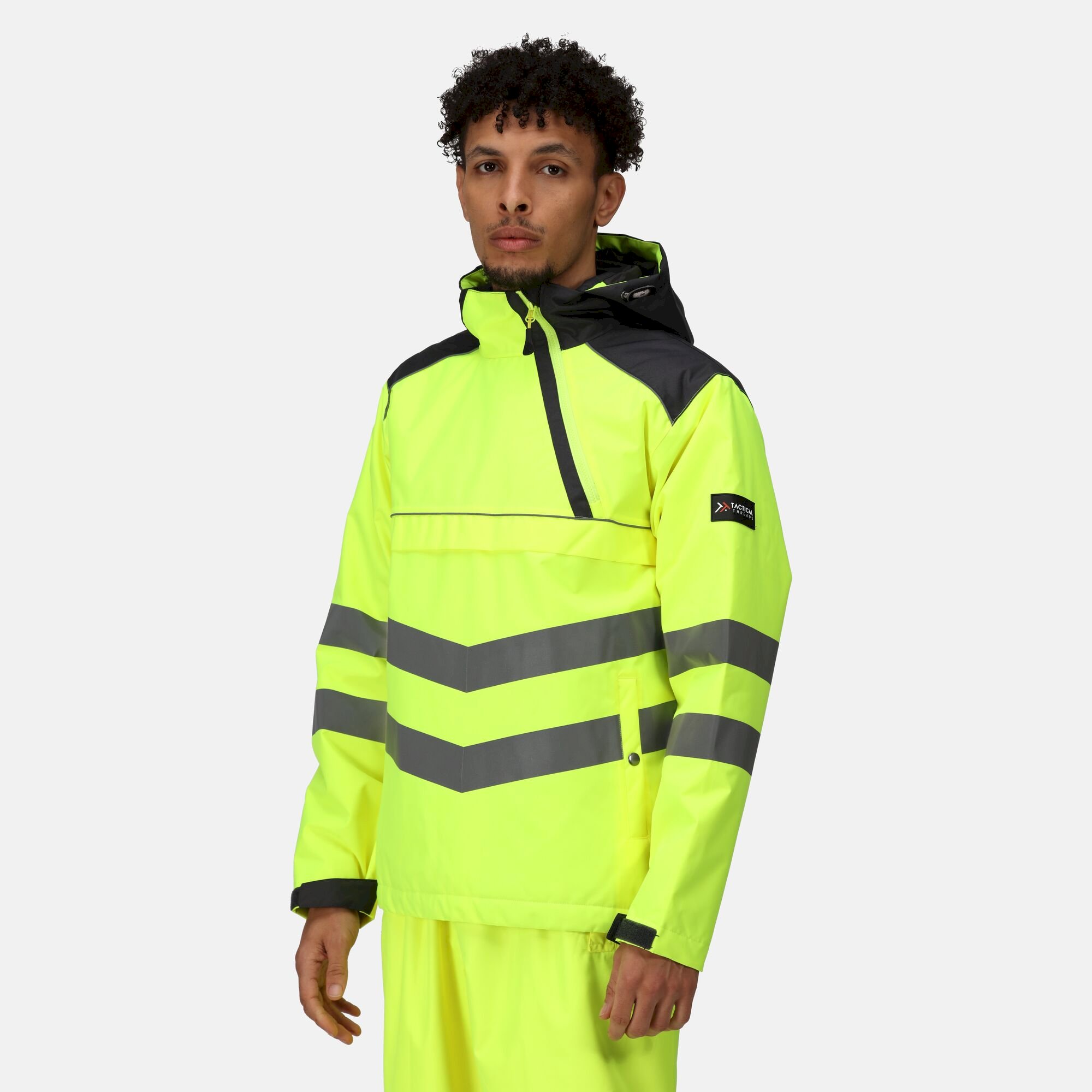 Men's Hi-Vis Waterproof Reflective Overhead Bomber Jacket | Yellow Grey