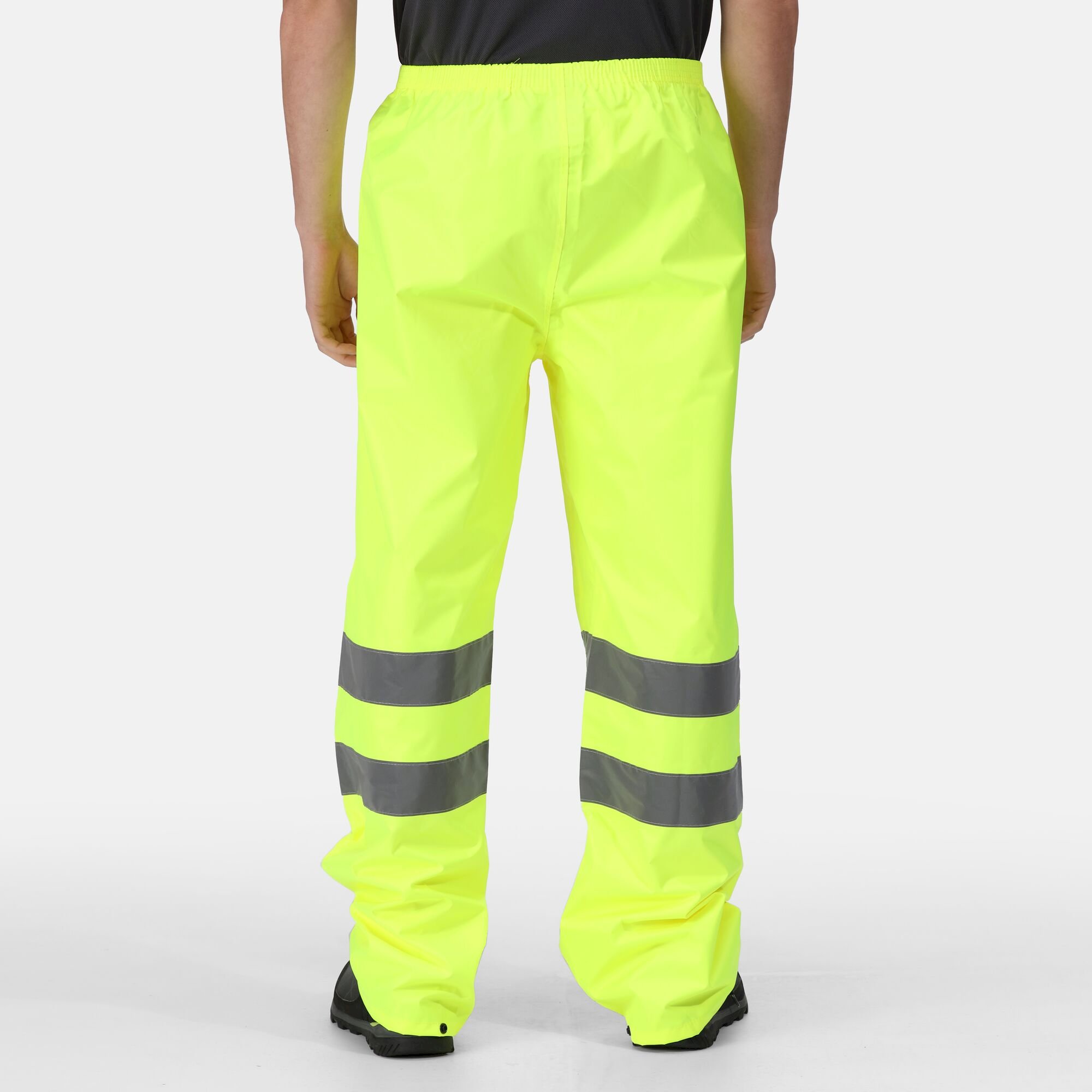 Men's Hi Vis Pro Waterproof Reflective Packaway Work Over Trousers | Yellow