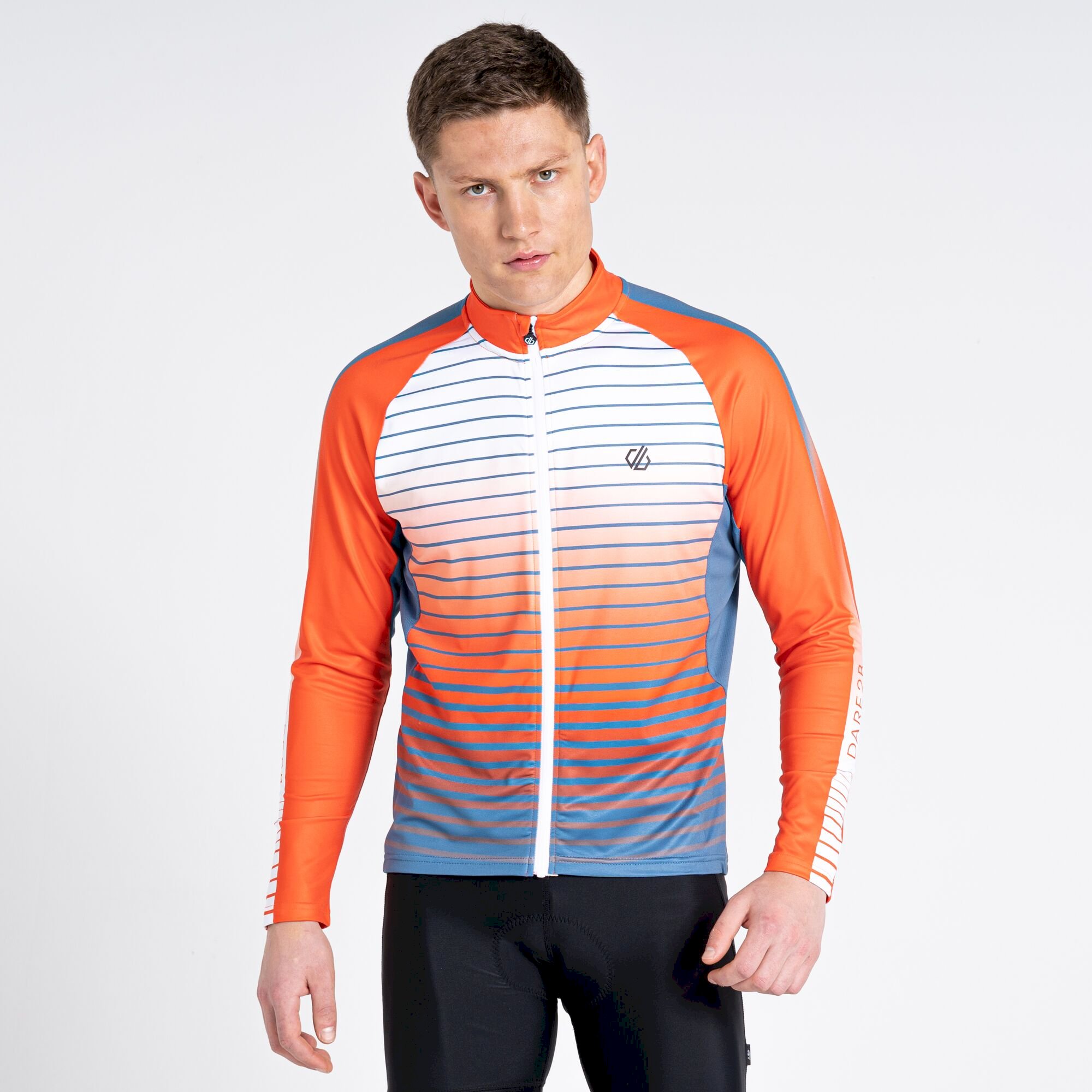Dare 2b - Men's AEP Virtuous Long Sleeved Cycling Jersey | Stellar Blue Underlined Print