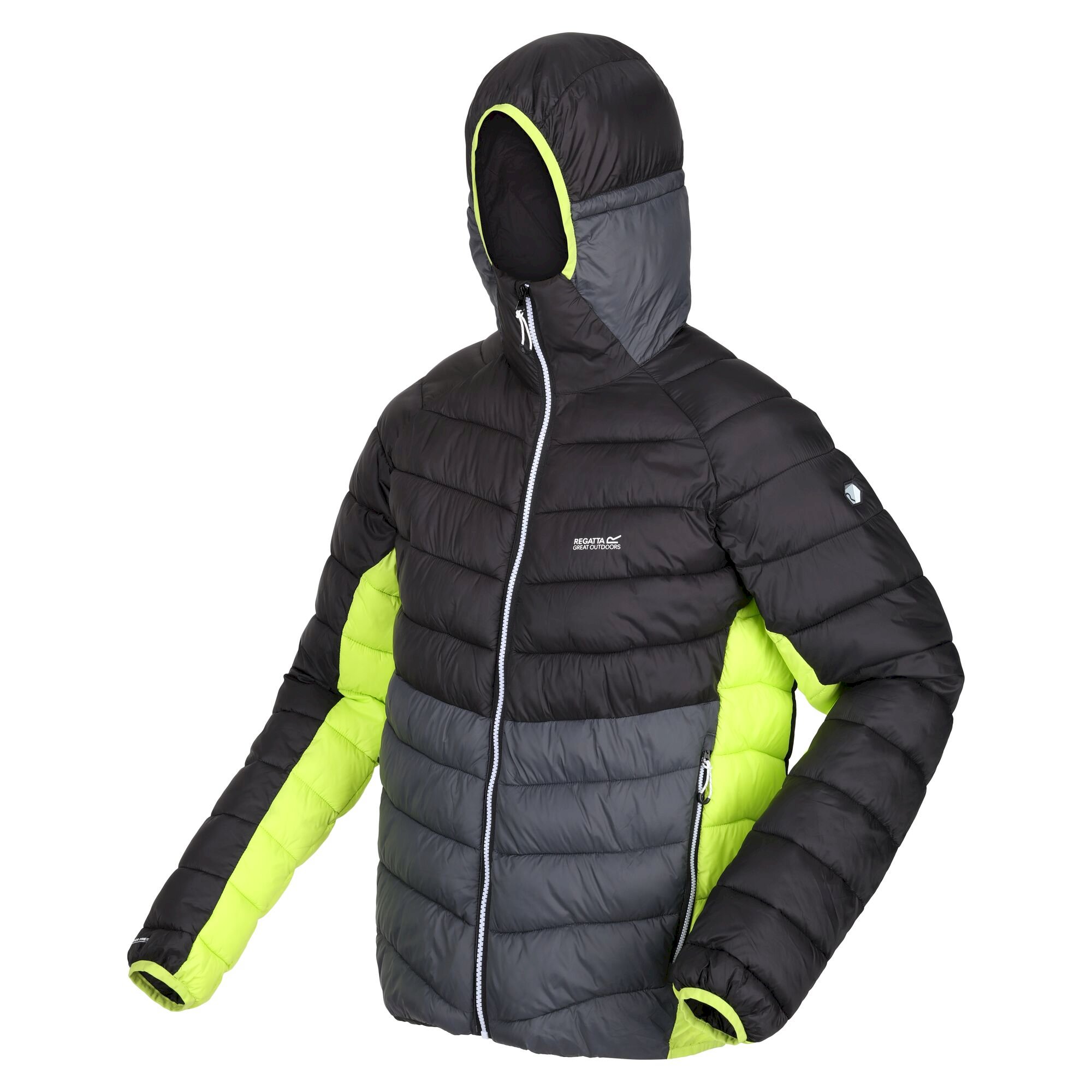 Men's Harrock Hooded Puffer Jacket | Black Dark Grey