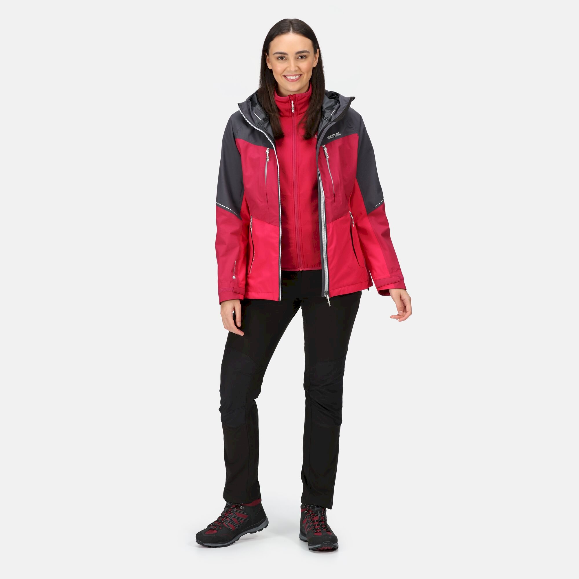 Women's Carletta VII 3-In-1 Waterproof Jacket | Seal Grey Berry Pink Pink Potion