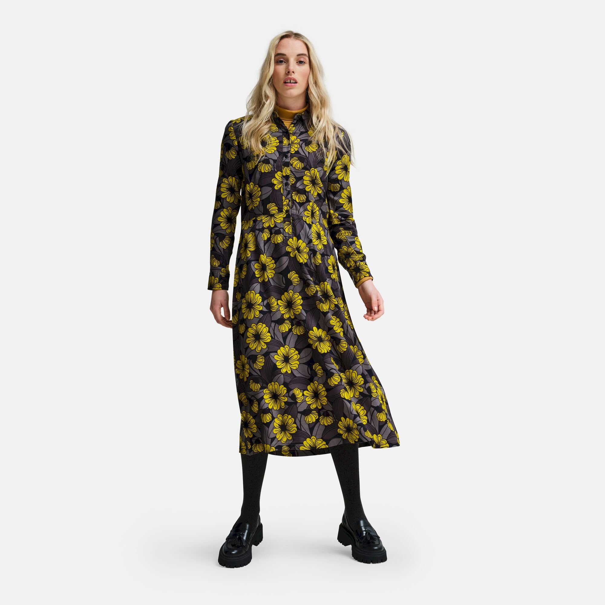 Orla Kiely Maxi Shirt Dress | Winter Heligan Yellow