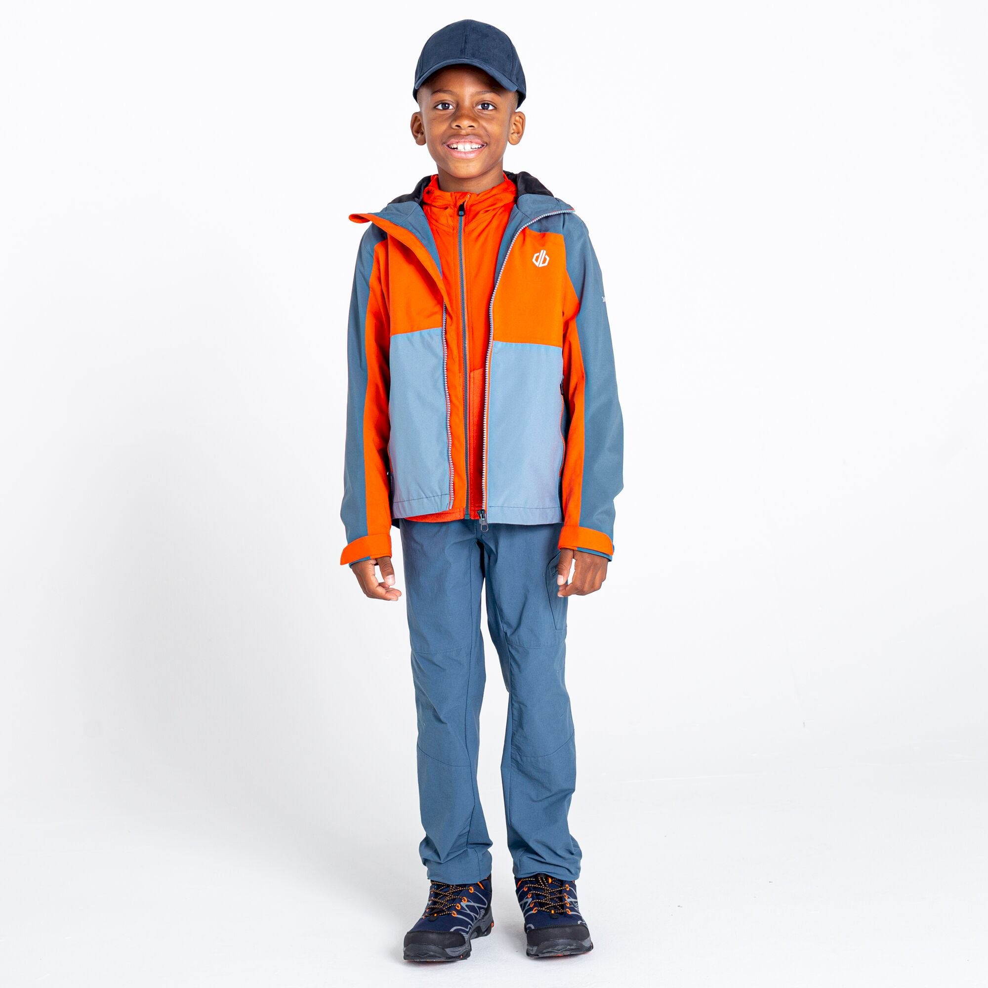 Dare 2b - Kids' In The Lead III Recycled Waterproof Jacket | Burnt Salmon Bluestone