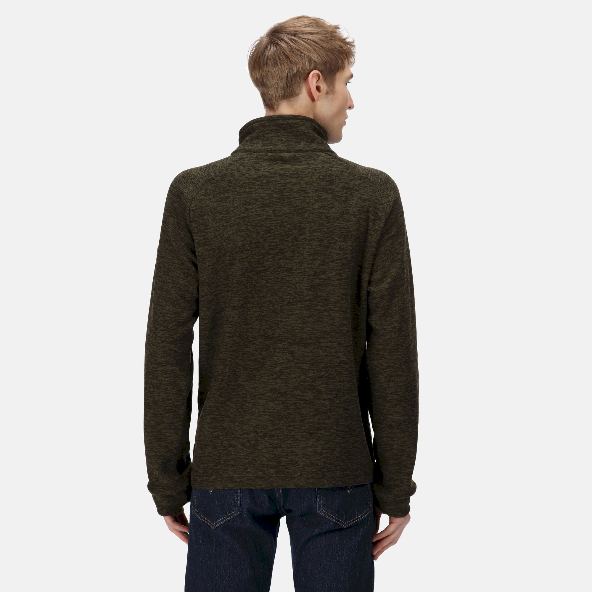 Men's Eithan Quarter Zip Fleece | Dark Khaki Black Marl