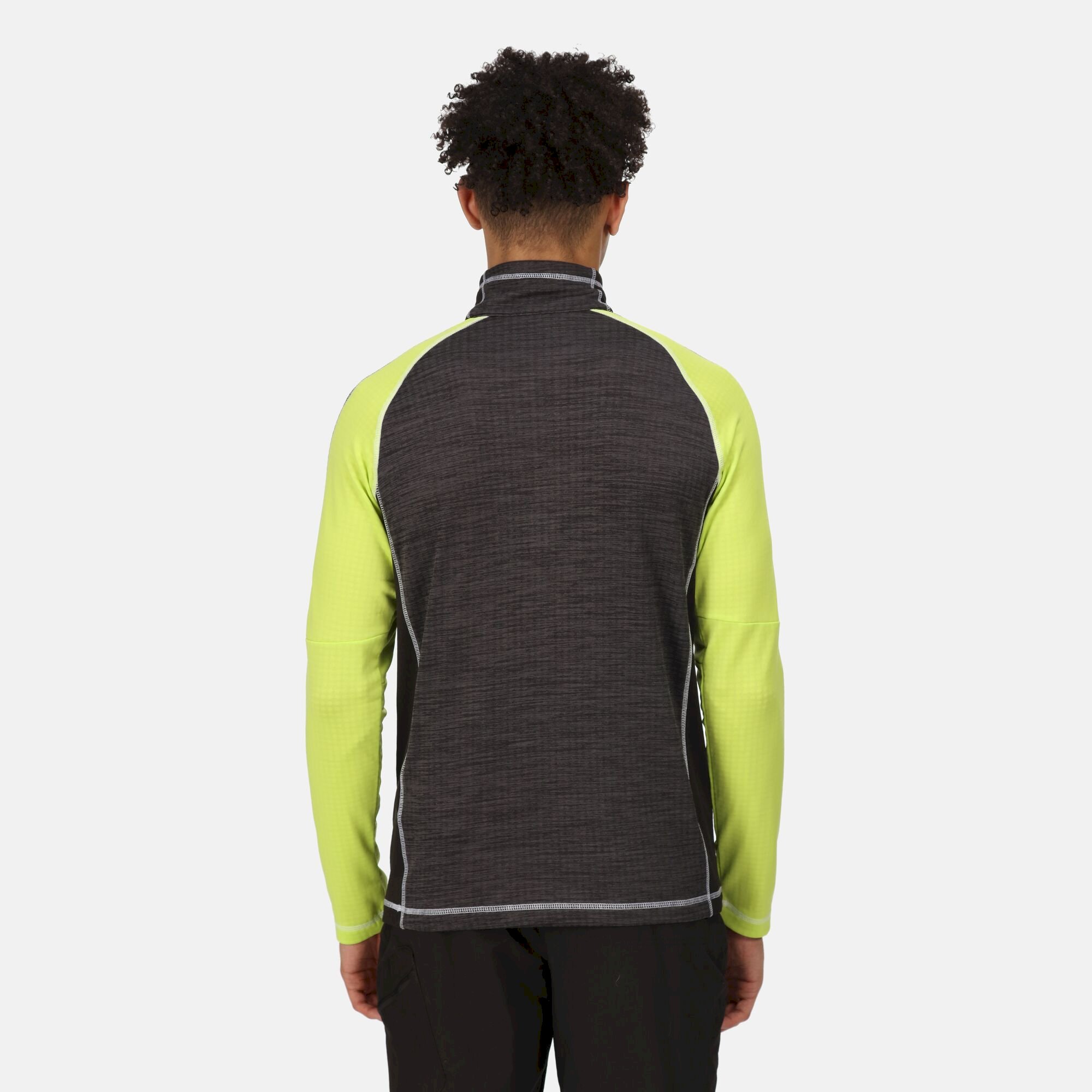 Men's Hepley Half Zip Lightweight Fleece | Dark Grey Black Bright Kiwi