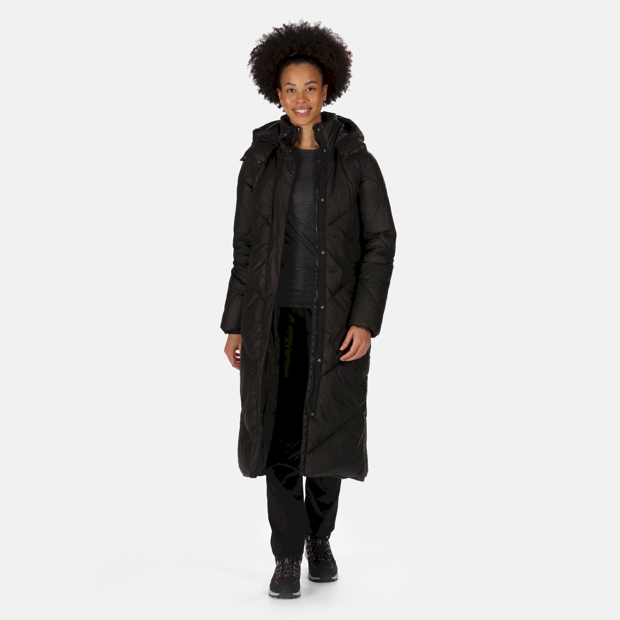 Women's Longley Longline Quilted Jacket | Black