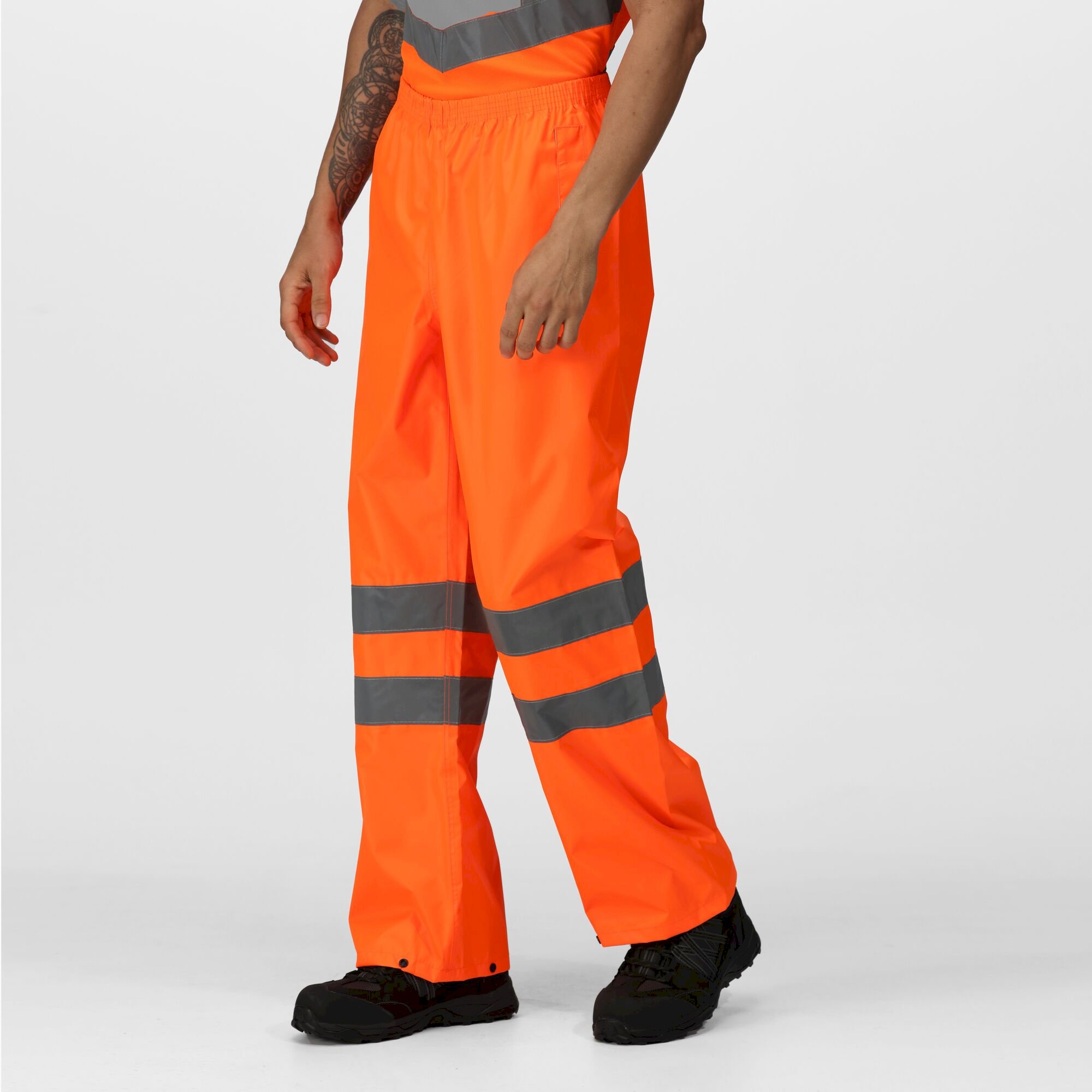 Men's Hi Vis Pro Waterproof Reflective Packaway Work Over Trousers | Orange