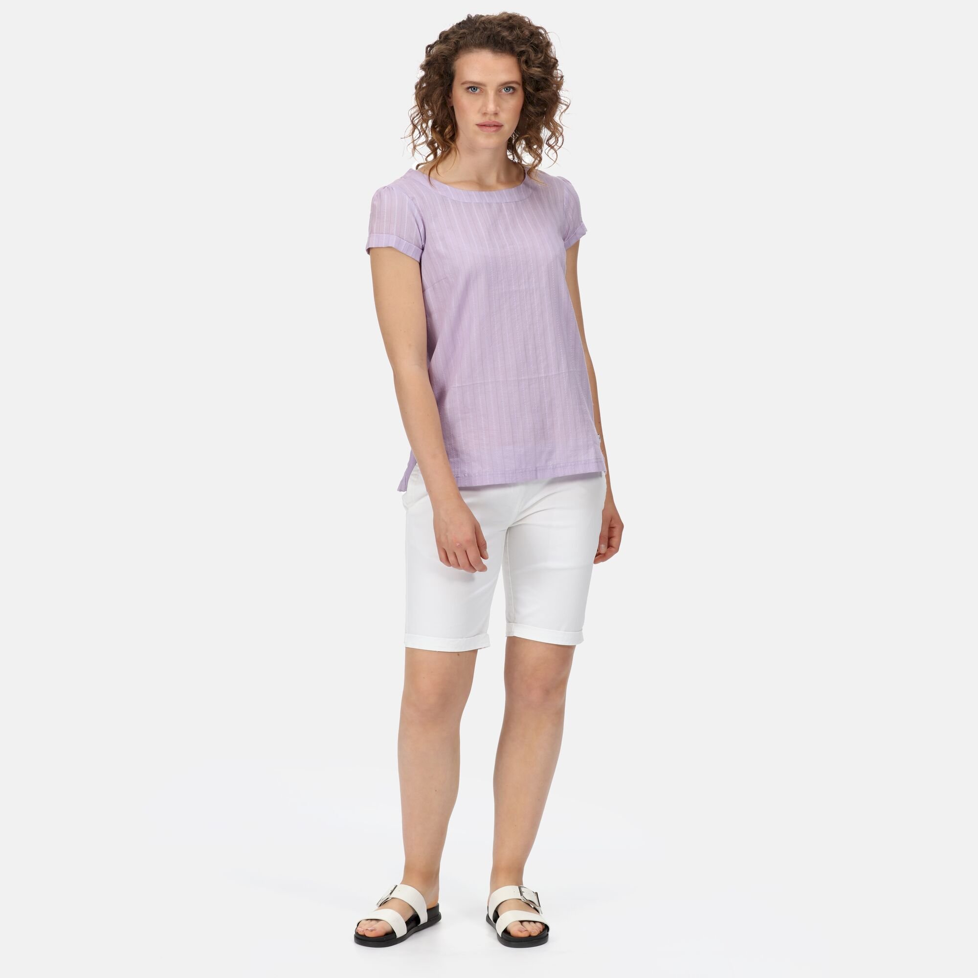 Women's Jaelynn Cotton T-Shirt | Pastel Lilac Dobby