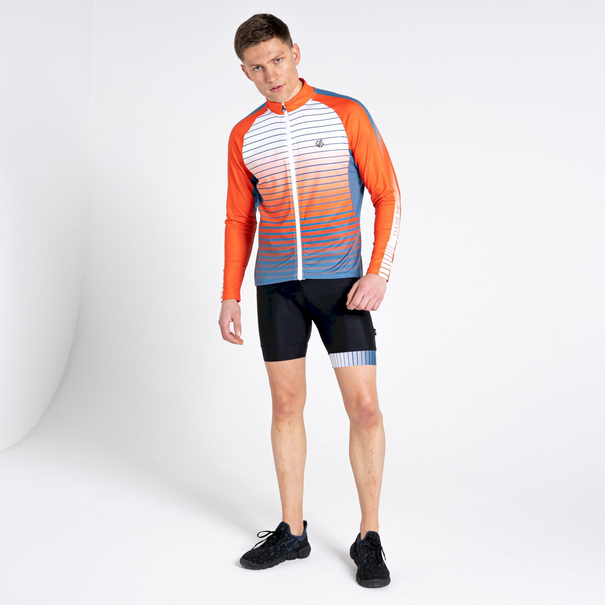 Dare 2b - Men's AEP Virtuous Long Sleeved Cycling Jersey | Stellar Blue Underlined Print