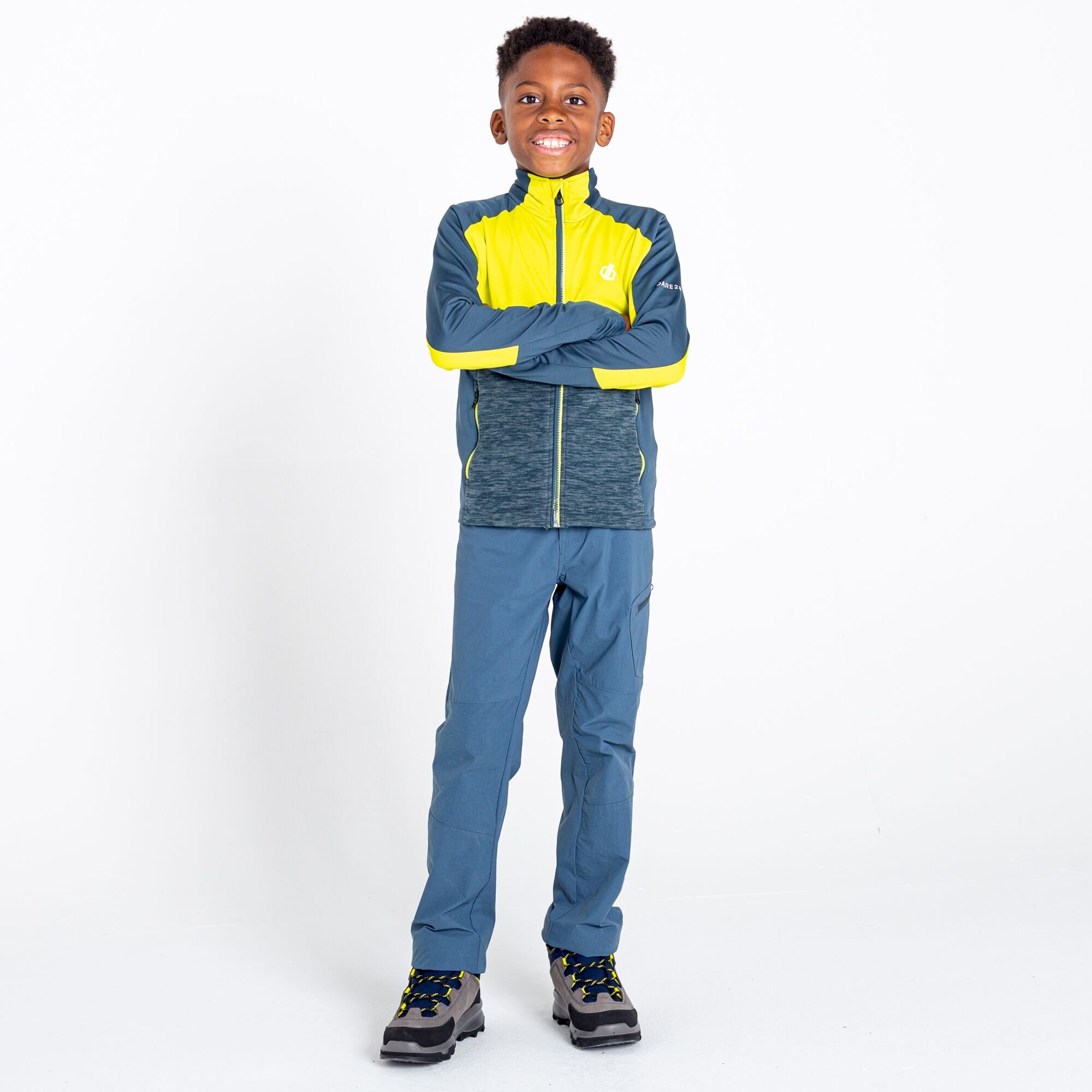 Dare 2b - Kids' Exception Recycled Core Stretch Midlayer | Orion Grey Neon Spring