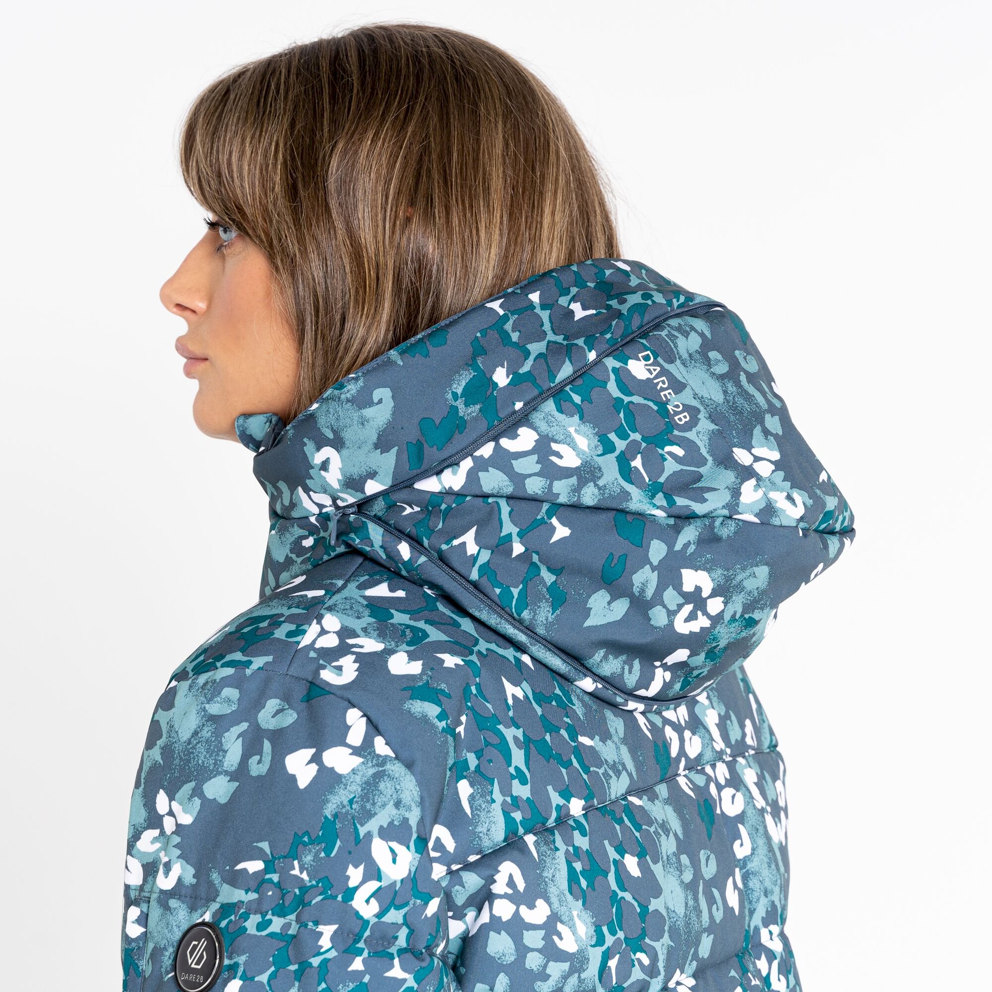 Dare 2b - Women's Verdict Waterproof Insulated Hooded Ski Jacket | Canton Green Animal Print