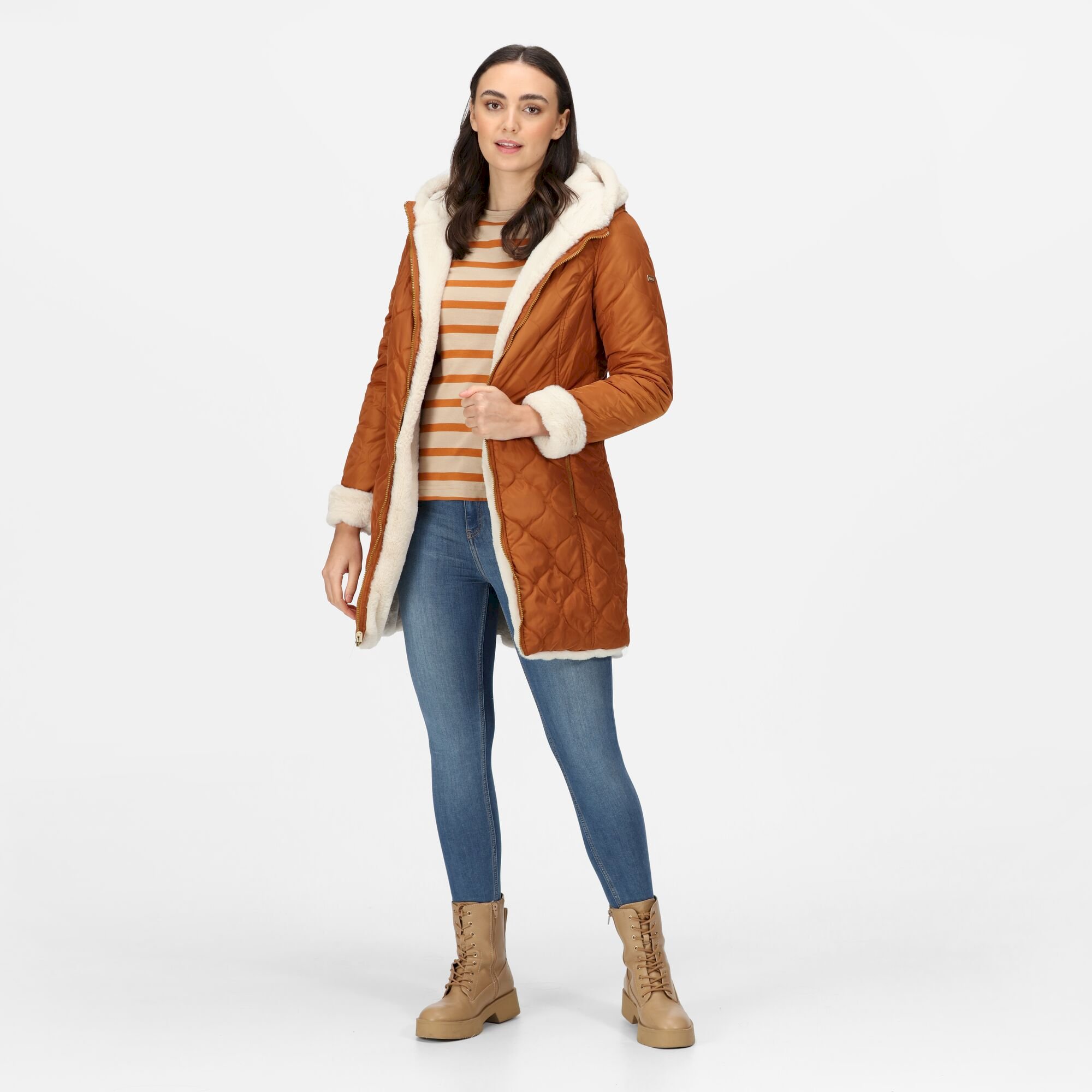 Women's Caileigh Reversible Parka Jacket | Copper Almond Light Vanilla