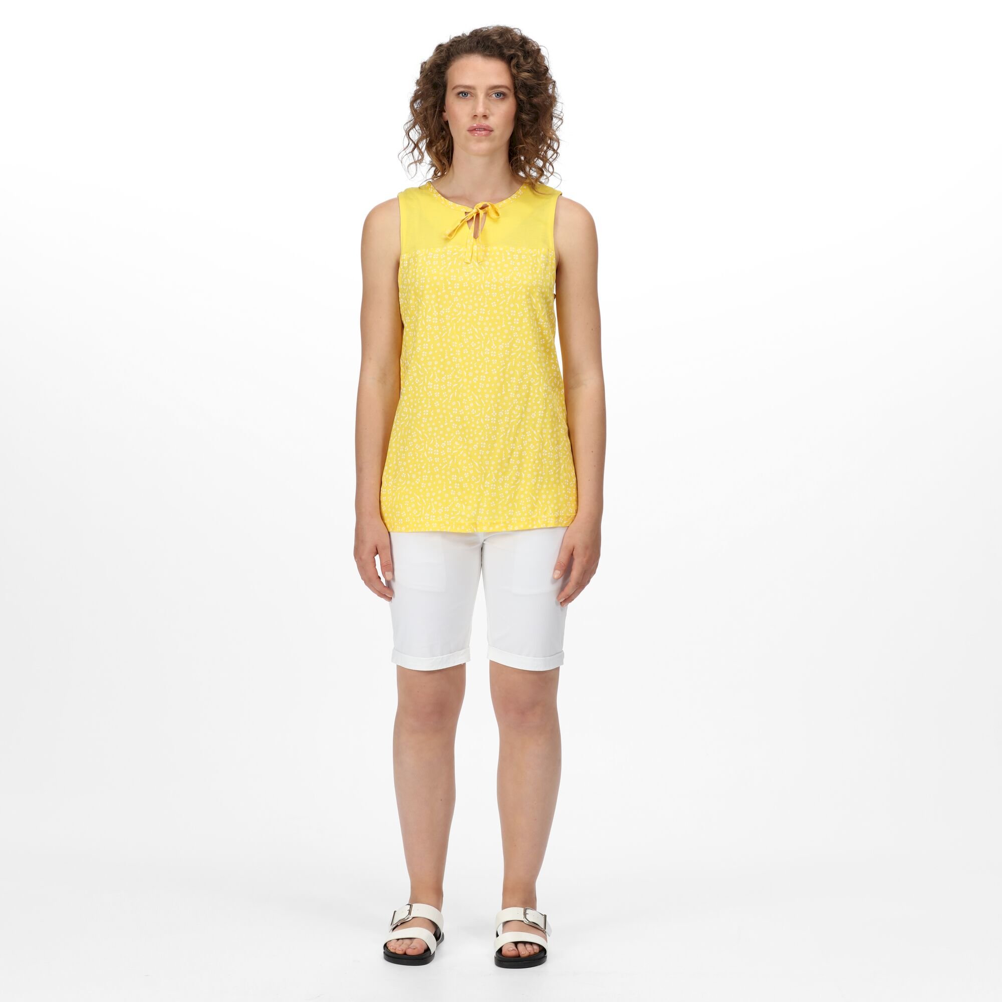 Women's Janessa V-Neck Top | Maize Yellow Ditsy