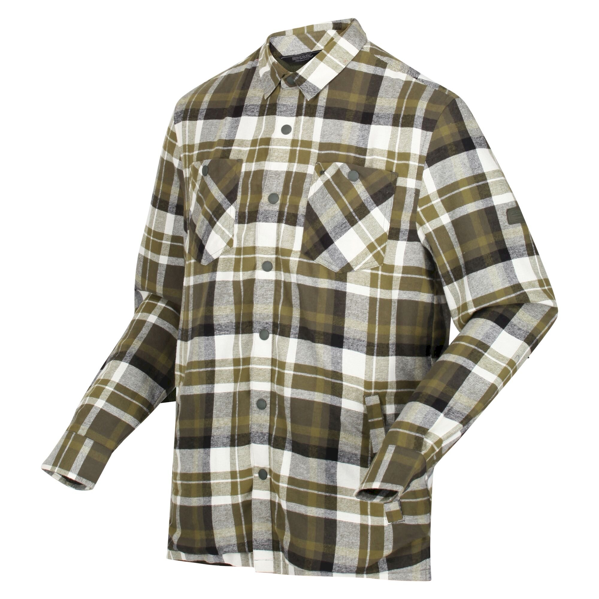 Men's Thamos Long Sleeved Checked Shirt | Dark Khaki Check