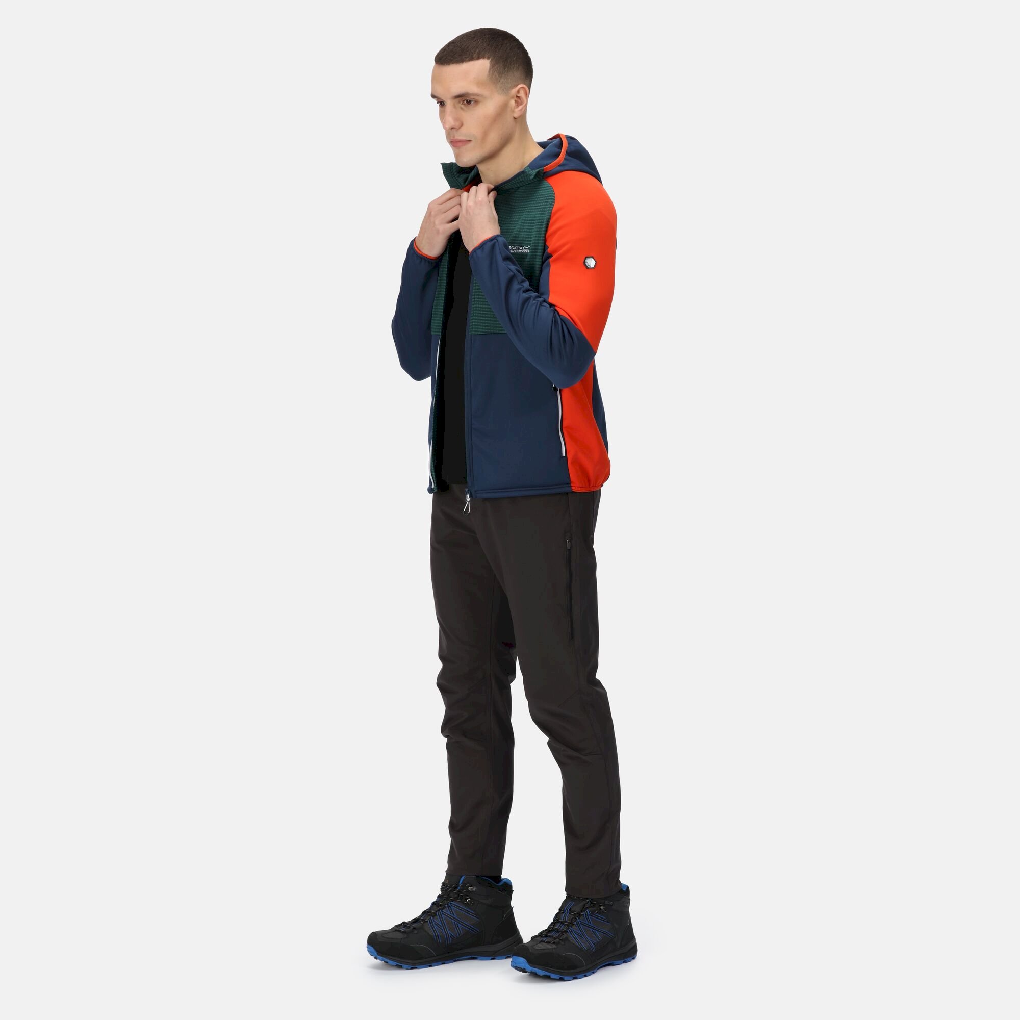 Men's Attare Softshell Hooded Jacket | Admiral Blue Pacific Green