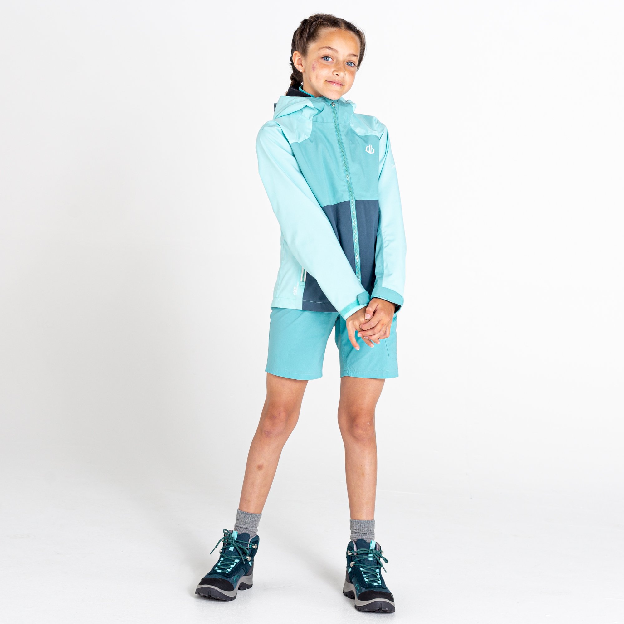 Dare 2b - Kids' In The Lead III Recycled Waterproof Jacket | Meadowbrook Green Aqua Splash