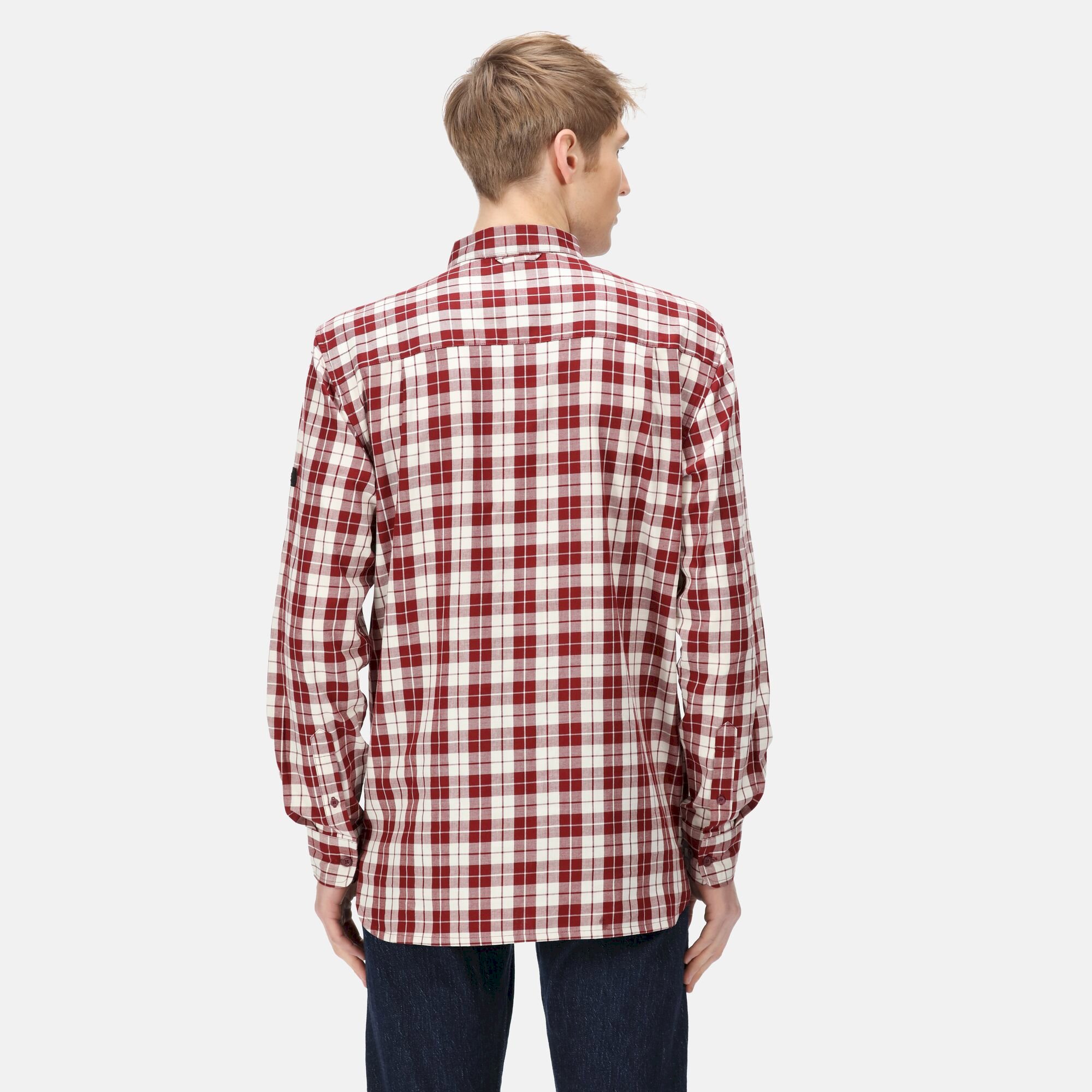 Men's Lance Long Sleeved Checked Shirt | Syrah Red Check
