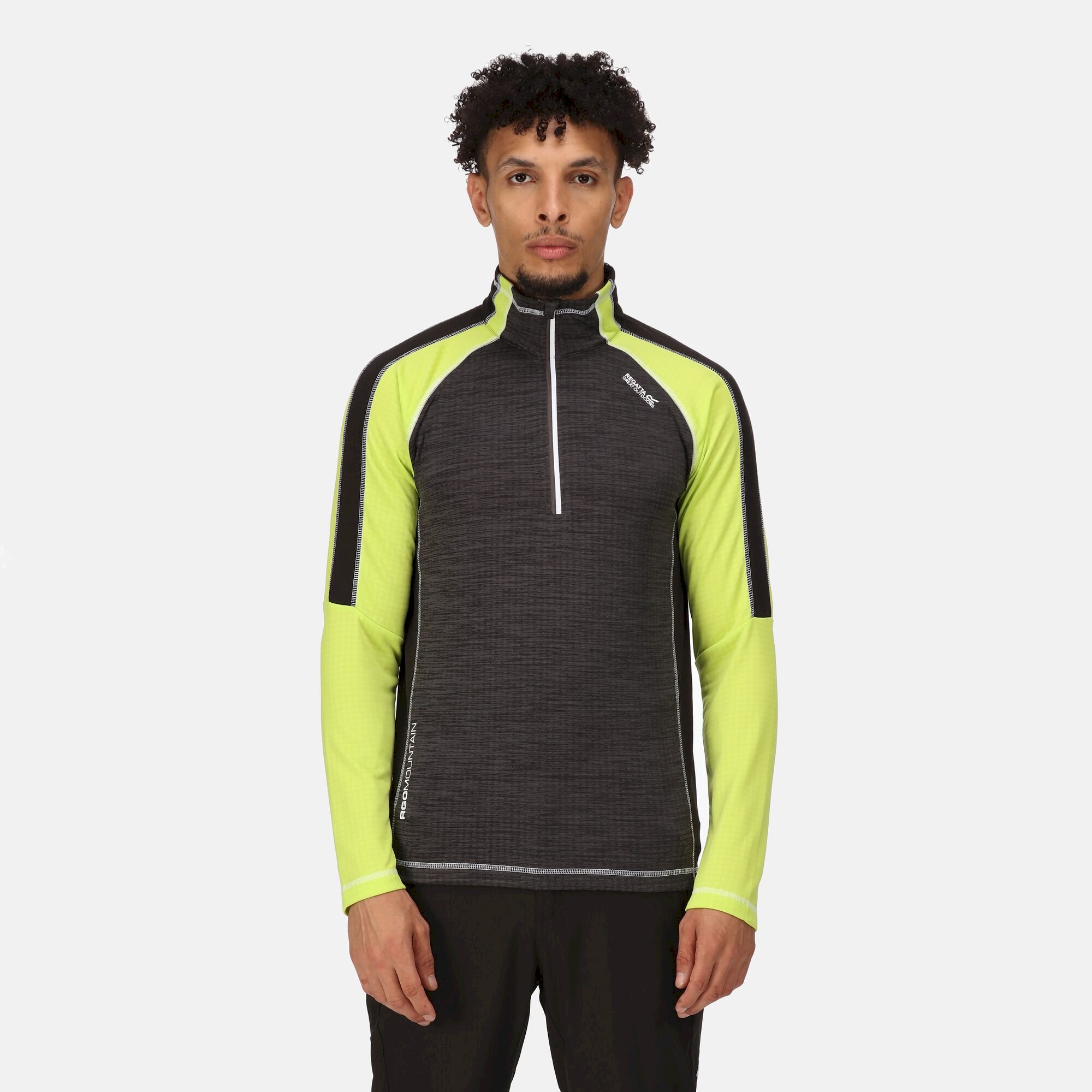 Men's Hepley Half Zip Lightweight Fleece | Dark Grey Black Bright Kiwi