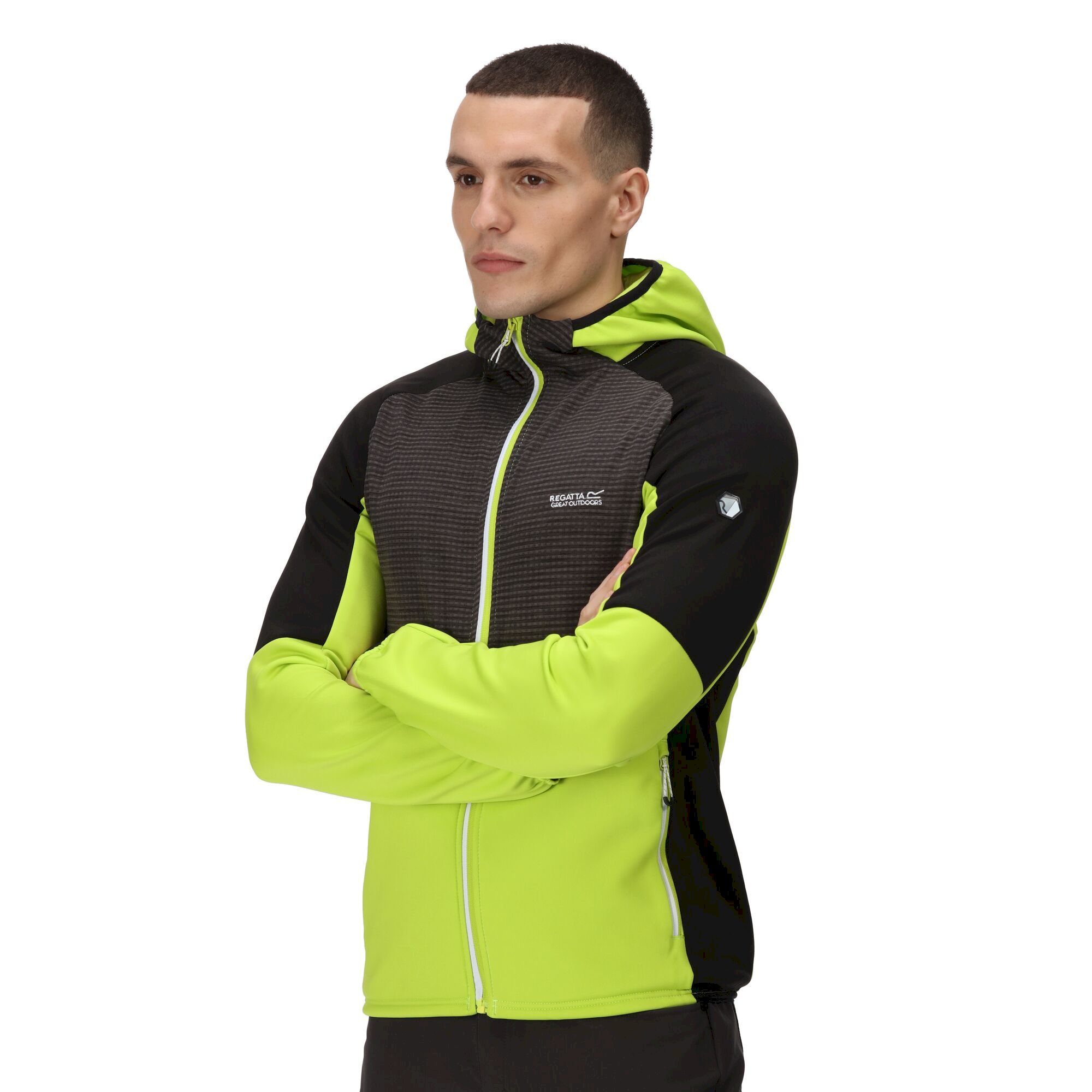 Men's Attare Softshell Hooded Jacket | Bright Kiwi Dark Grey