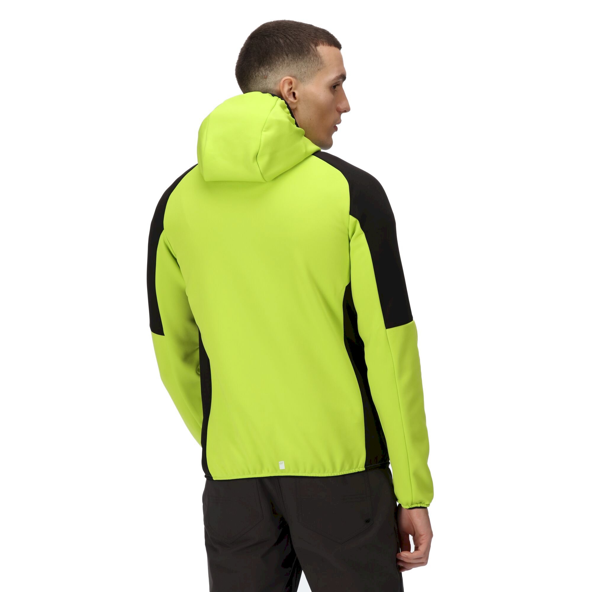 Men's Attare Softshell Hooded Jacket | Bright Kiwi Dark Grey